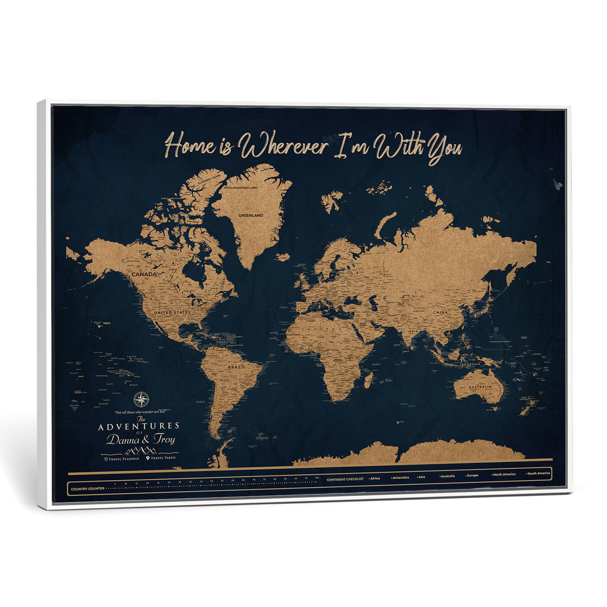 45598170-MGV-CV-36X24 - Custom Push Pin World Map Canvas Print | Personalized Travel Map Wall Art