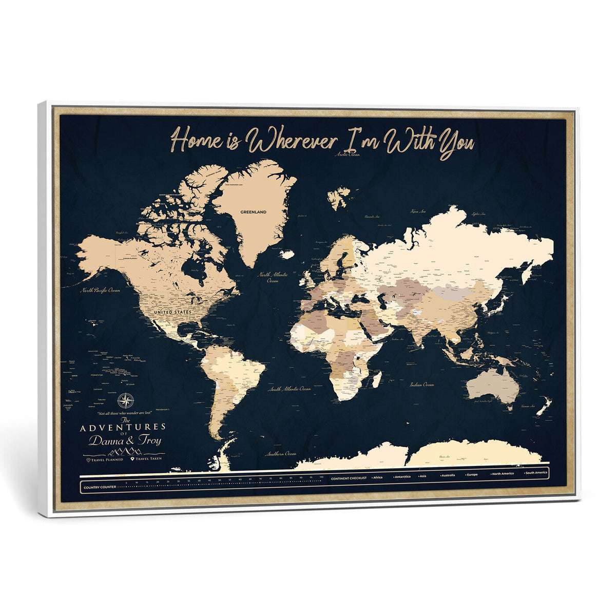 29990805-MGV-CV-36X24 - Custom Push Pin World Map Canvas Print | Personalized Travel Map Wall Art