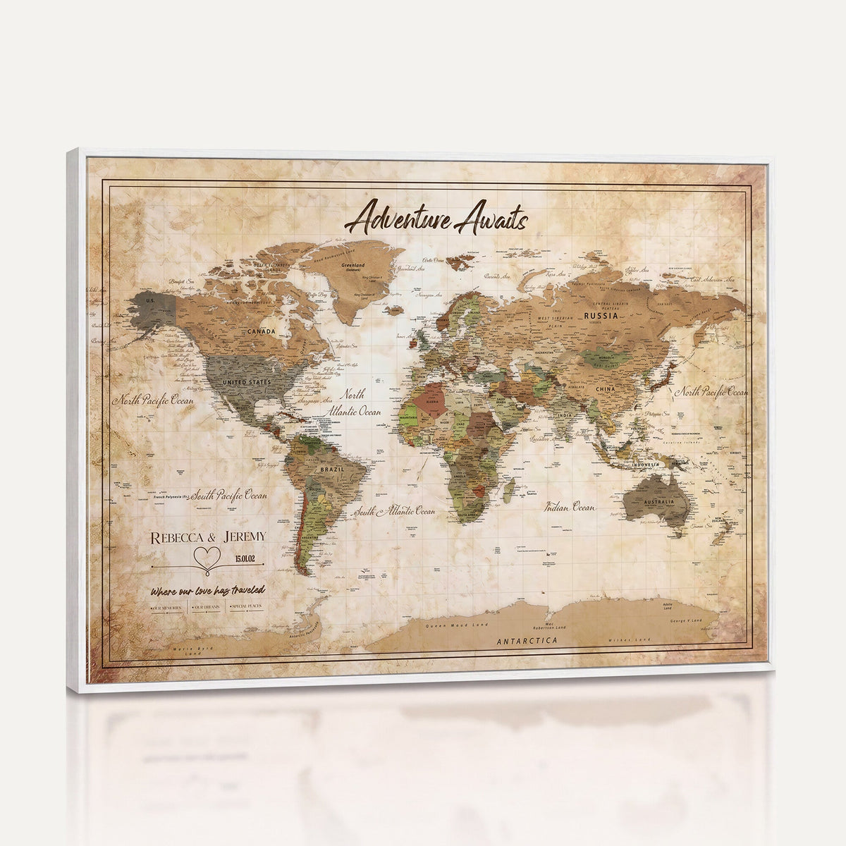 1954256765-MGV-CV-36X24 - Custom Push Pin World Map Canvas PRINT | Personalized Travel Tracker | Wedding Anniversary Gift