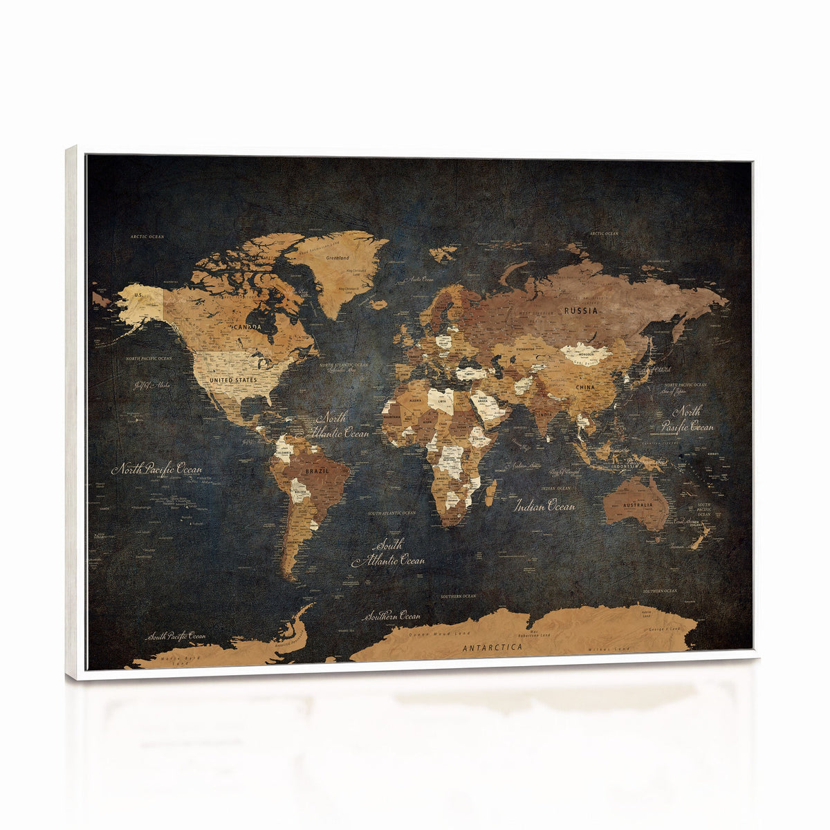 40660012D-MGV-CV-36X24 - Custom Push Pin World Map Wall Art Canvas Print – Personalized Travel Tracker with Pins Framed Large for Home and Office Decor