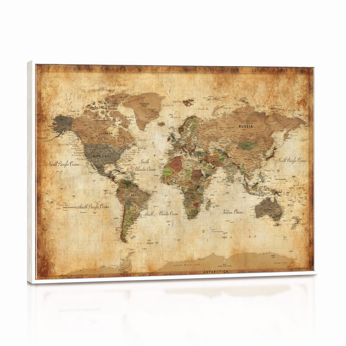 26621467D-MGV-CV-36X24 - Custom Push Pin World Map Wall Art Canvas Print – Personalized Travel Tracker with Pins Framed Large for Home and Office Decor