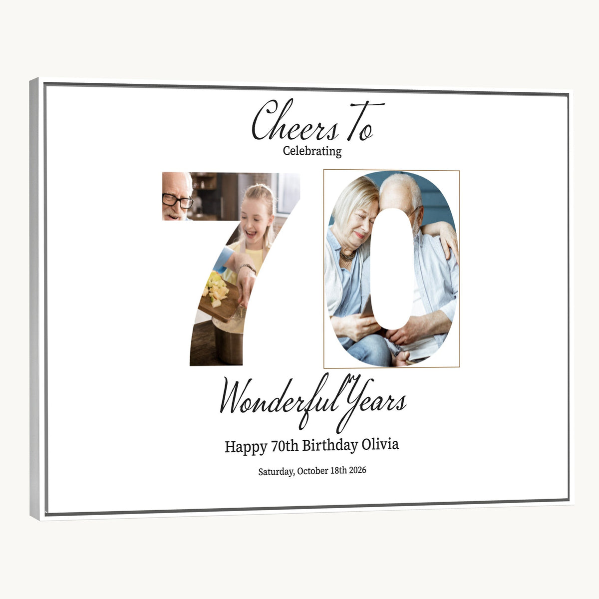 CSTM914DEDE-MGV-CV-36X24 - Number with Photo Canvas Print – Personalized Birthday Number Wall Art
