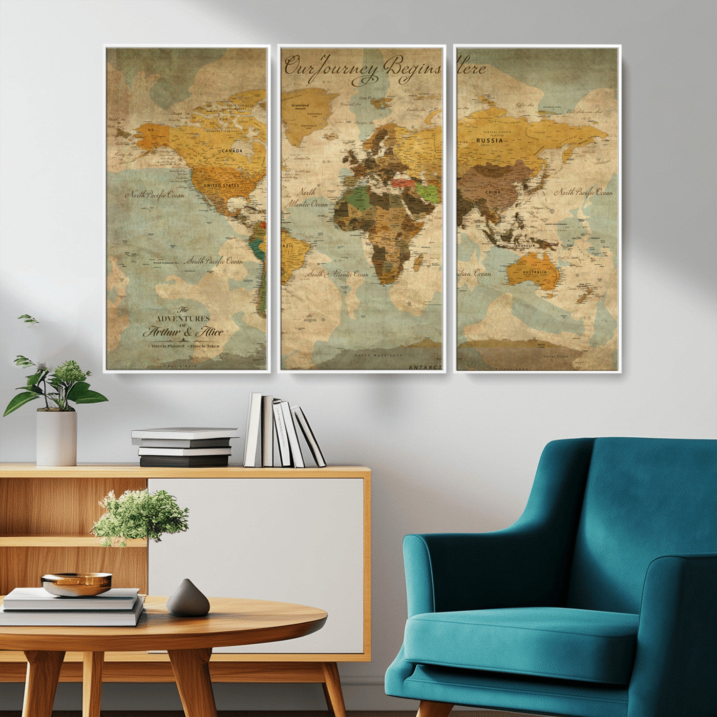 40572820-MGV-CV-36X24-Custom Push Pin World Map Wall Canvas Print – Personalized Travel Tracker with Pins – Framed Custom Quotie Canvas for Home Office Decor