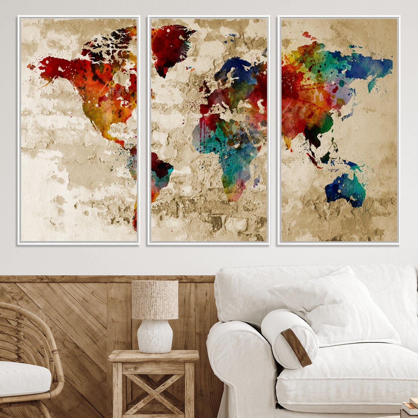 Push Pin World Map Canvas Print – Framed Wall Art for Couples to Track Their Travels – Anniversary Gift or Home Adventure Decor