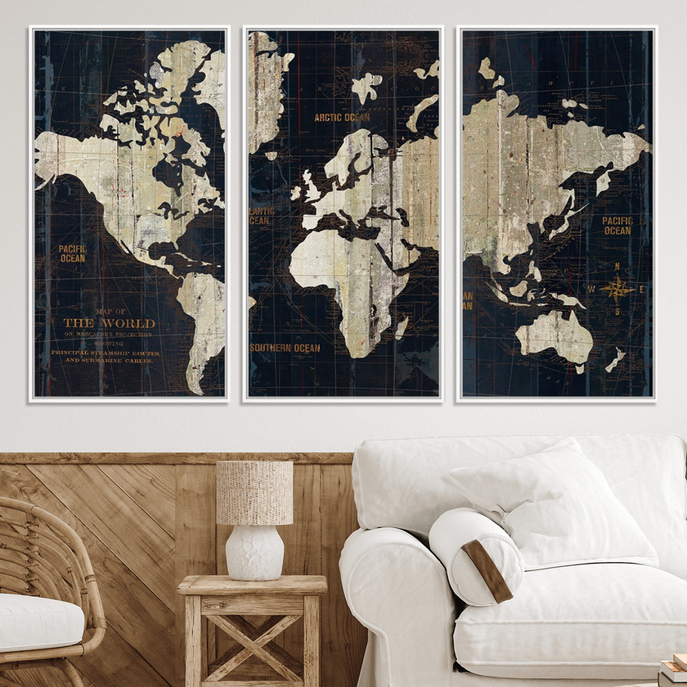 Push Pin World Map Canvas Print – Framed Wall Art for Couples to Track Their Travels – Anniversary Gift or Home Adventure Decor