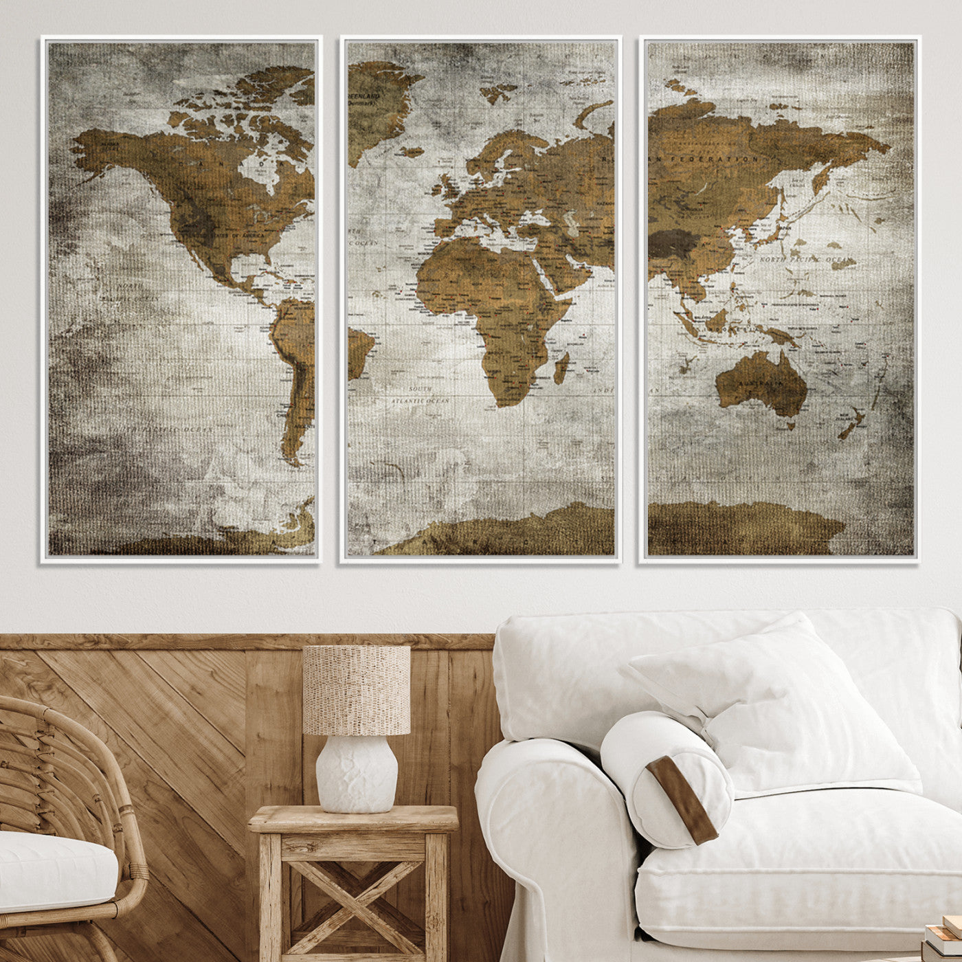 Push Pin World Map Canvas Print – Framed Wall Art for Couples to Track Their Travels – Anniversary Gift or Home Adventure Decor