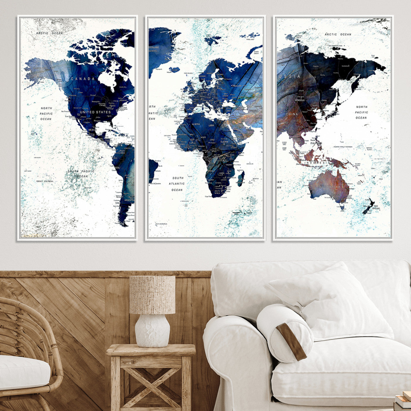 Push Pin World Map Canvas Print – Framed Wall Art for Couples to Track Their Travels – Anniversary Gift or Home Adventure Decor