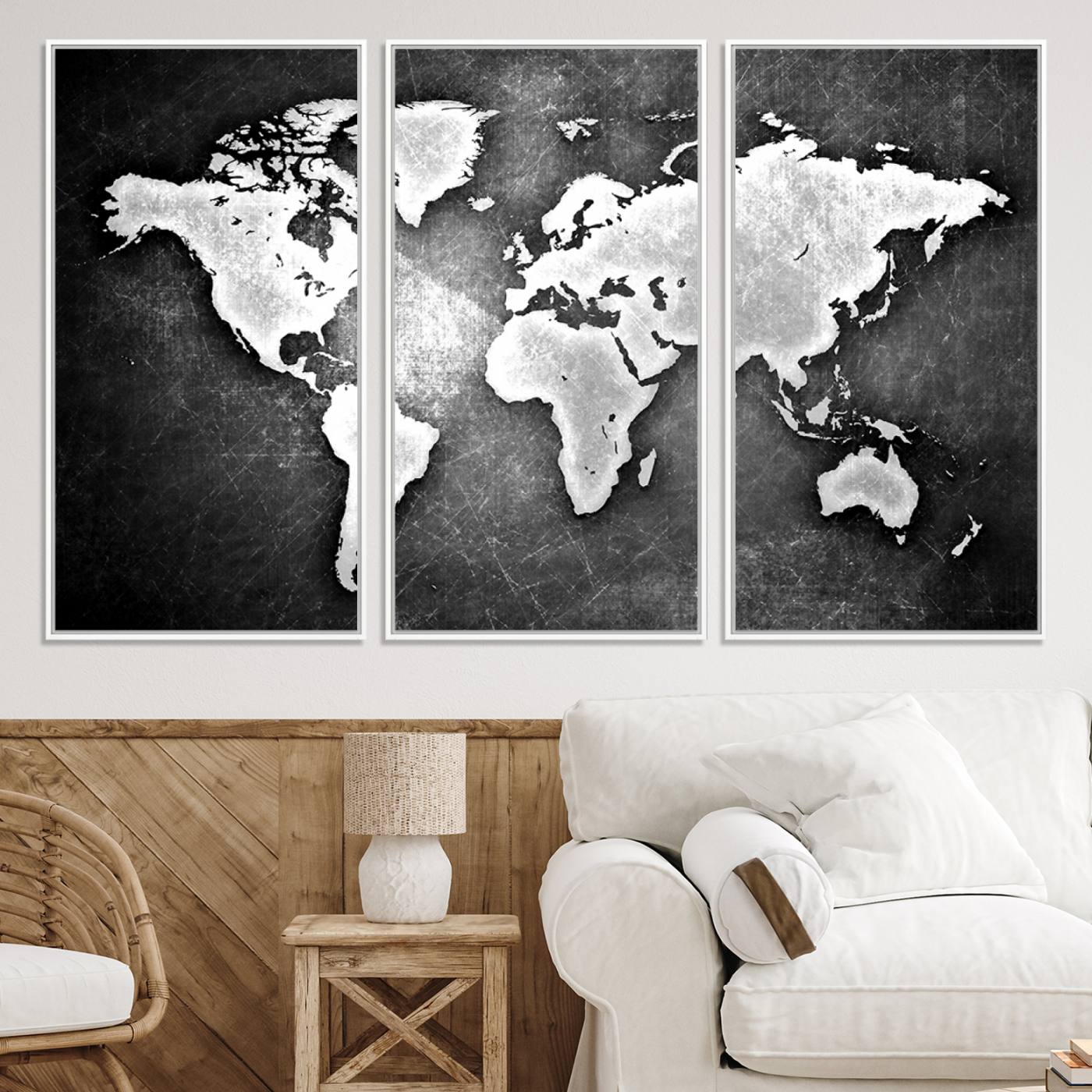 34390-MGV-CV-36X24-World Map Wall Art Canvas Print – Framed Wall Art for Anniversary Gift or Home Adventure Decor