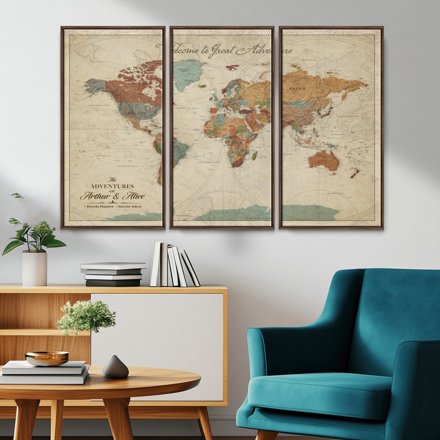 17587858-MGV-CV-36X24-Custom Push Pin World Map Wall Canvas Print – Personalized Travel Tracker with Pins – Framed Custom Quotie Canvas for Home Office Decor