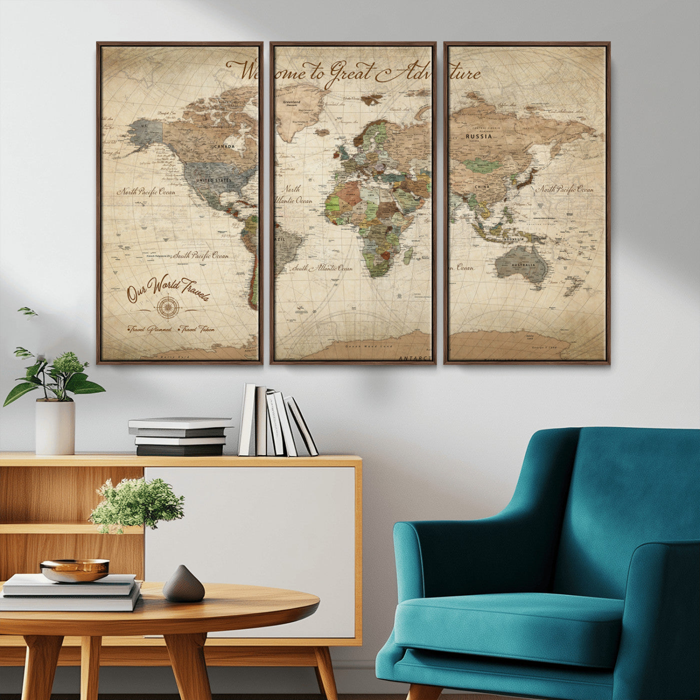 76478536-MGV-CV-30X20-Custom Push Pin World Map Wall Canvas Print – Personalized Travel Tracker with Pins – Framed Custom Quotie Canvas for Home Office Decor