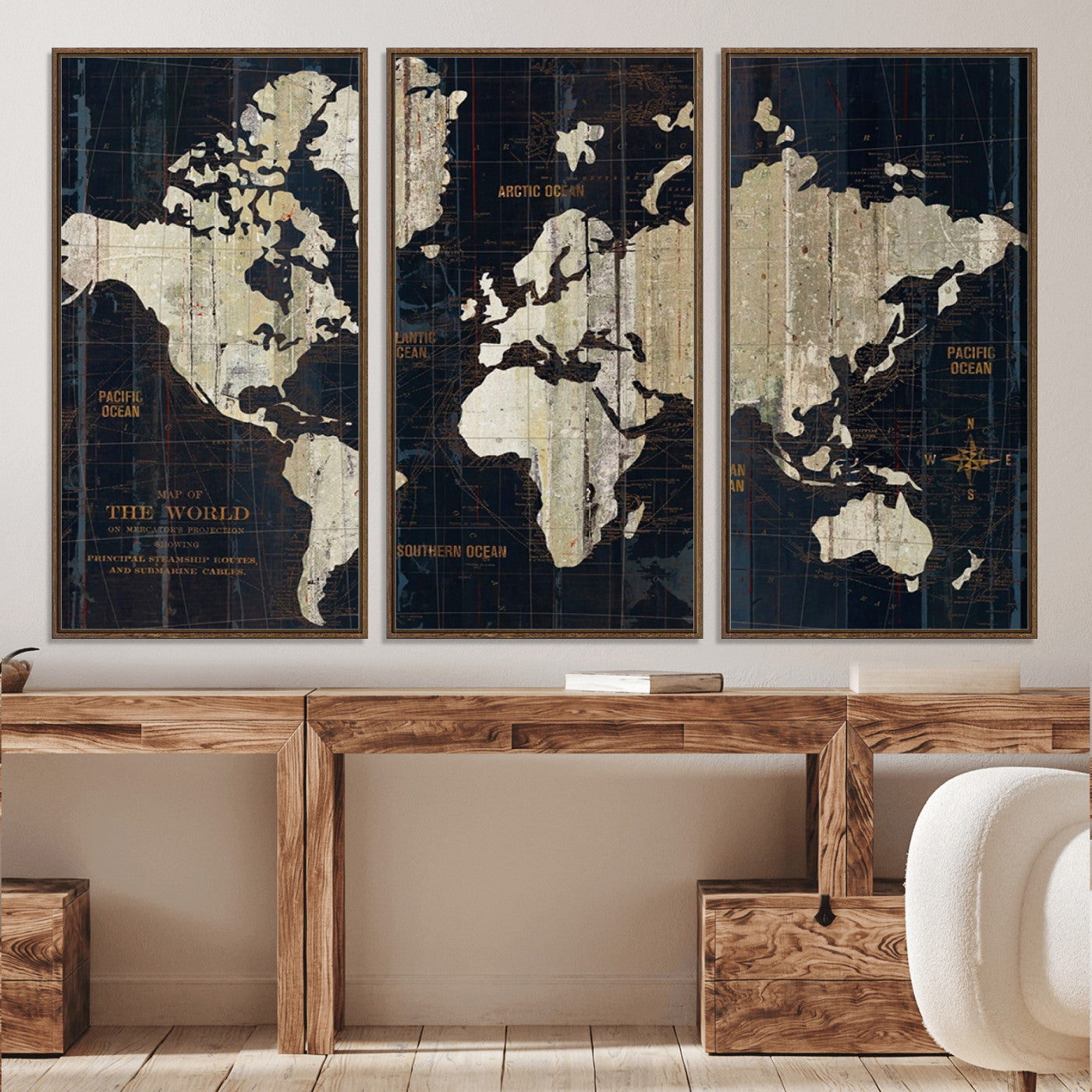 Push Pin World Map Canvas Print – Framed Wall Art for Couples to Track Their Travels – Anniversary Gift or Home Adventure Decor