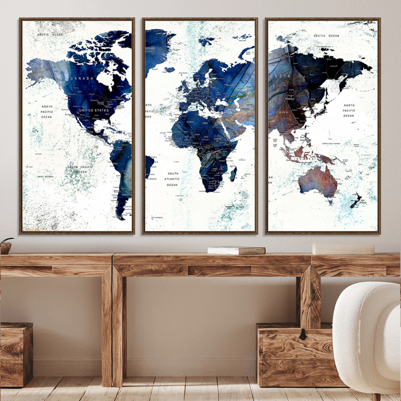 Push Pin World Map Canvas Print – Framed Wall Art for Couples to Track Their Travels – Anniversary Gift or Home Adventure Decor