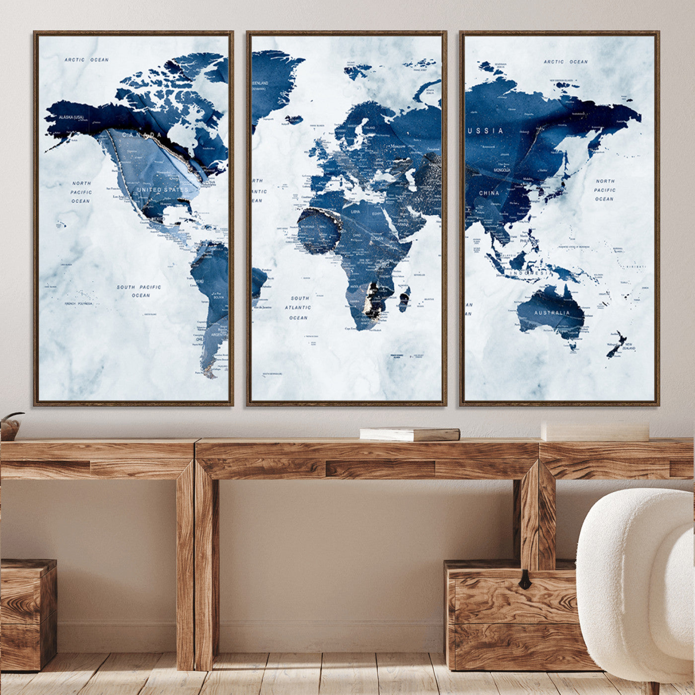 Push Pin World Map Canvas Print – Framed Wall Art for Couples to Track Their Travels – Anniversary Gift or Home Adventure Decor