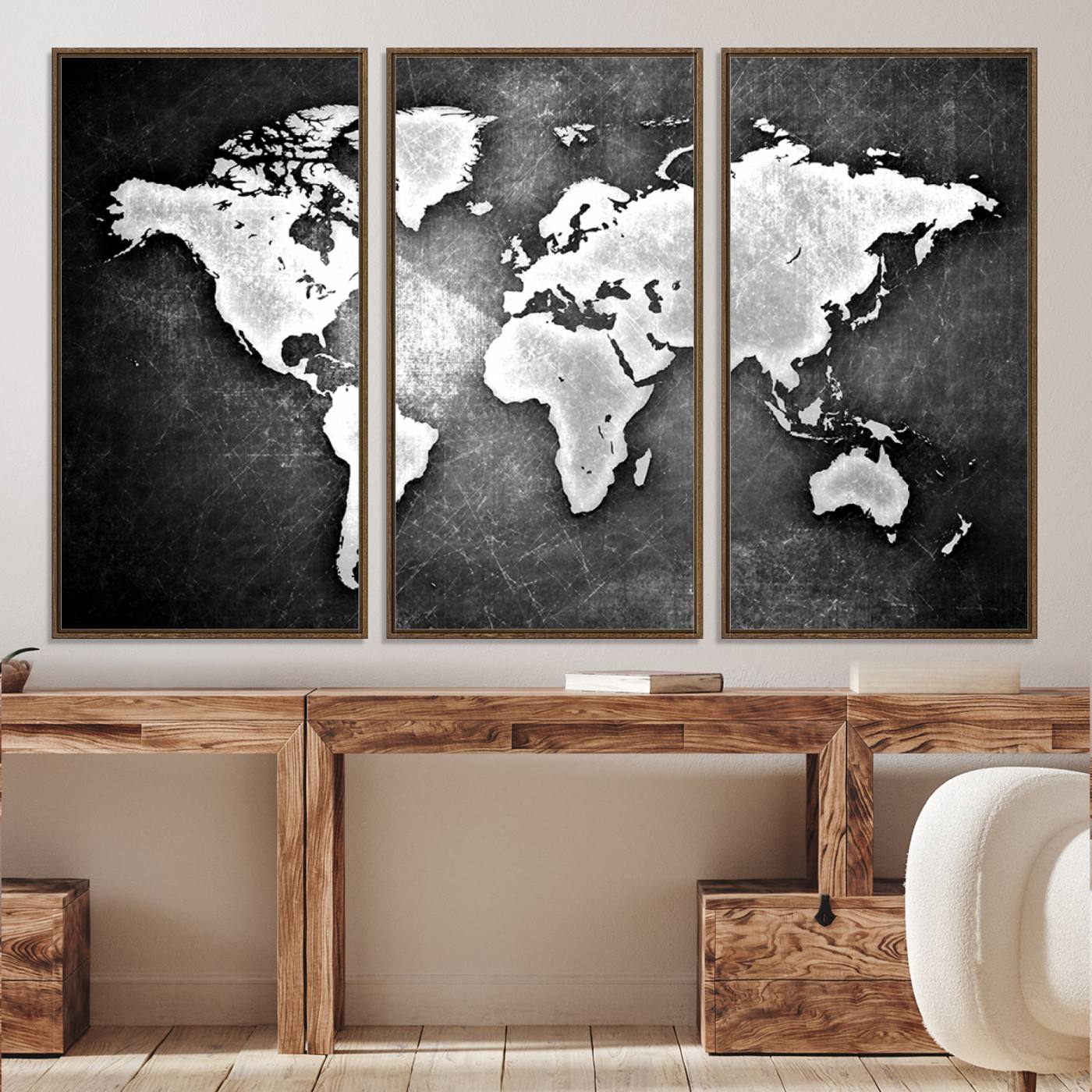 34390-MGV-CV-36X24-World Map Wall Art Canvas Print – Framed Wall Art for Anniversary Gift or Home Adventure Decor