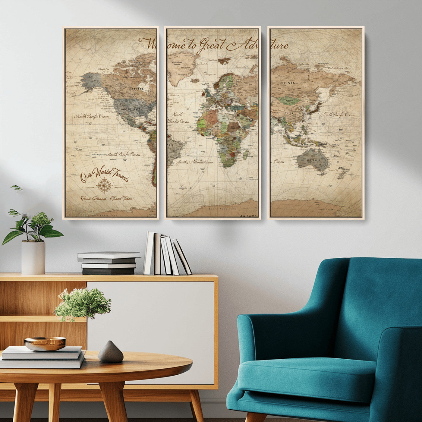 76478536-MGV-CV-30X20-Custom Push Pin World Map Wall Canvas Print – Personalized Travel Tracker with Pins – Framed Custom Quotie Canvas for Home Office Decor
