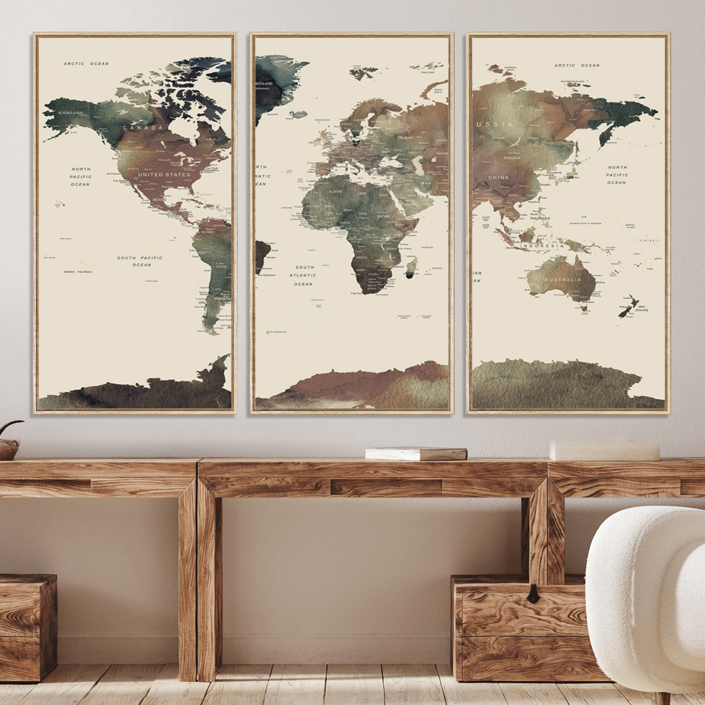 Push Pin World Map Canvas Print – Framed Wall Art for Couples to Track Their Travels – Anniversary Gift or Home Adventure Decor