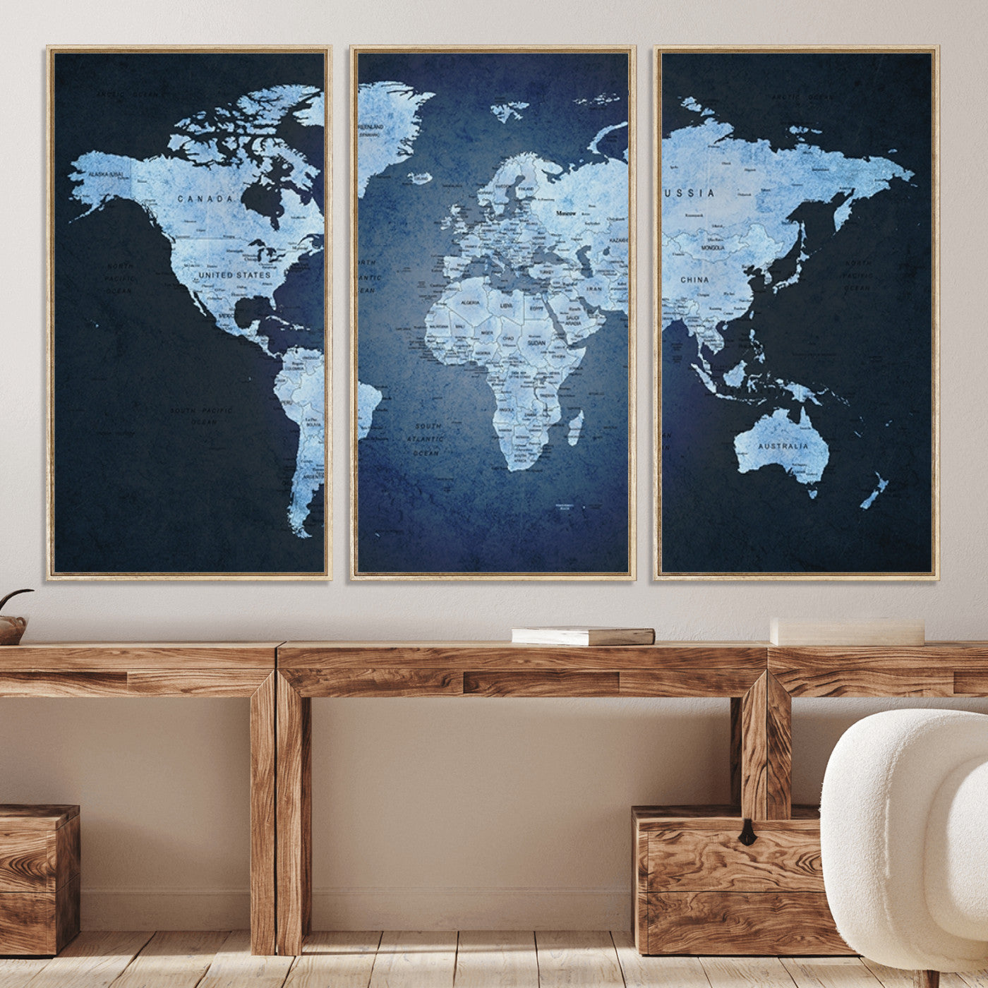 Push Pin World Map Canvas Print – Framed Wall Art for Couples to Track Their Travels – Anniversary Gift or Home Adventure Decor