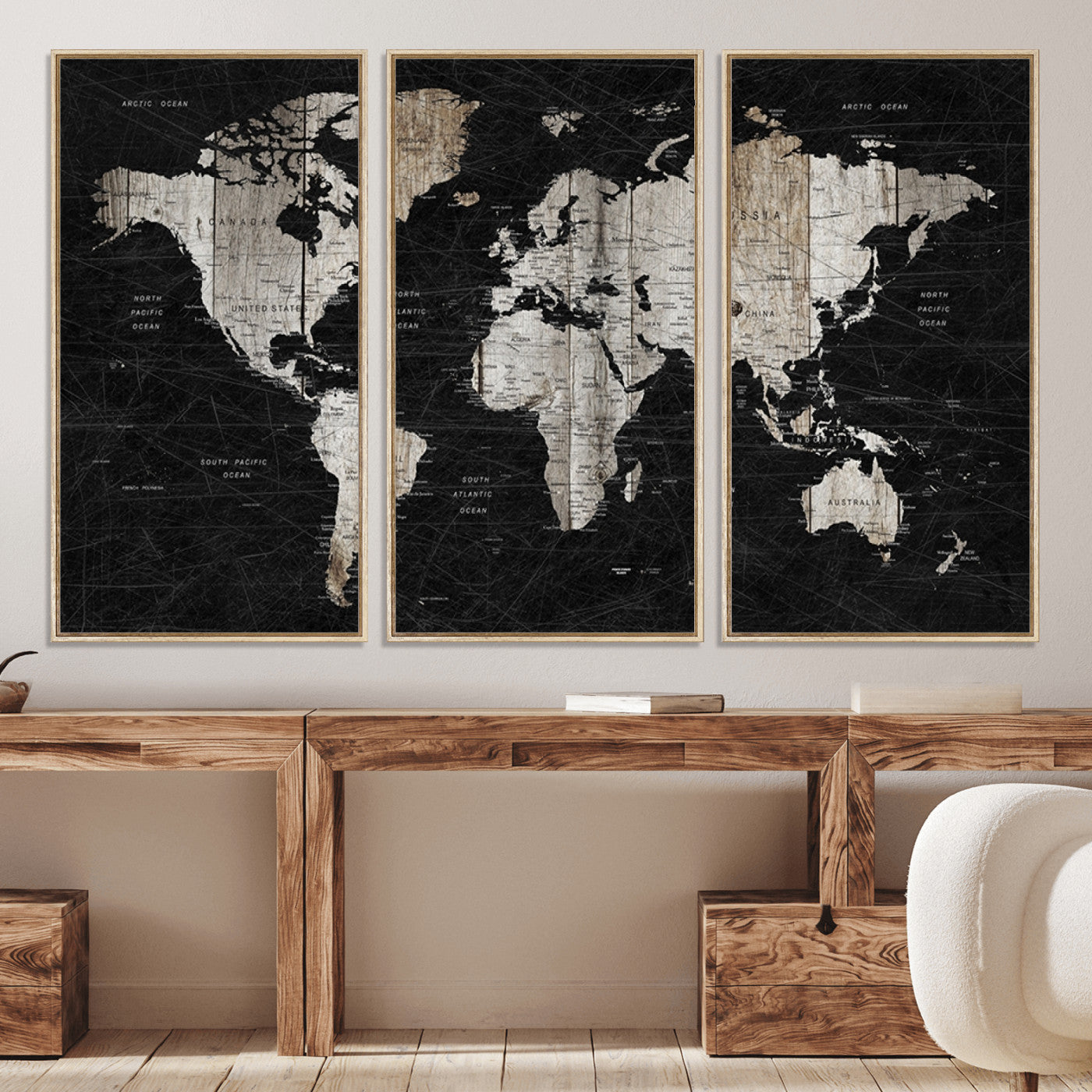 89998-MGV-CV-36X24-Push Pin World Map Canvas Print – Framed Wall Art for Couples to Track Their Travels – Anniversary Gift or Home Adventure Decor