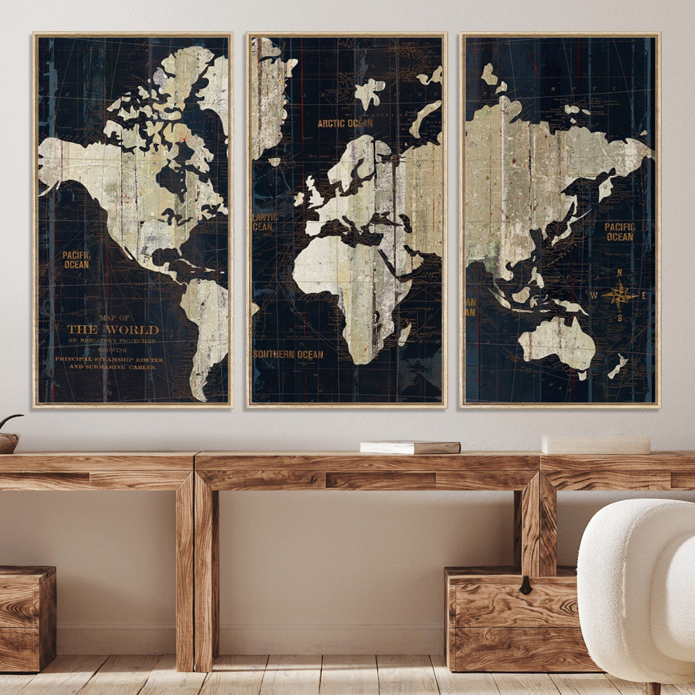 Push Pin World Map Canvas Print – Framed Wall Art for Couples to Track Their Travels – Anniversary Gift or Home Adventure Decor