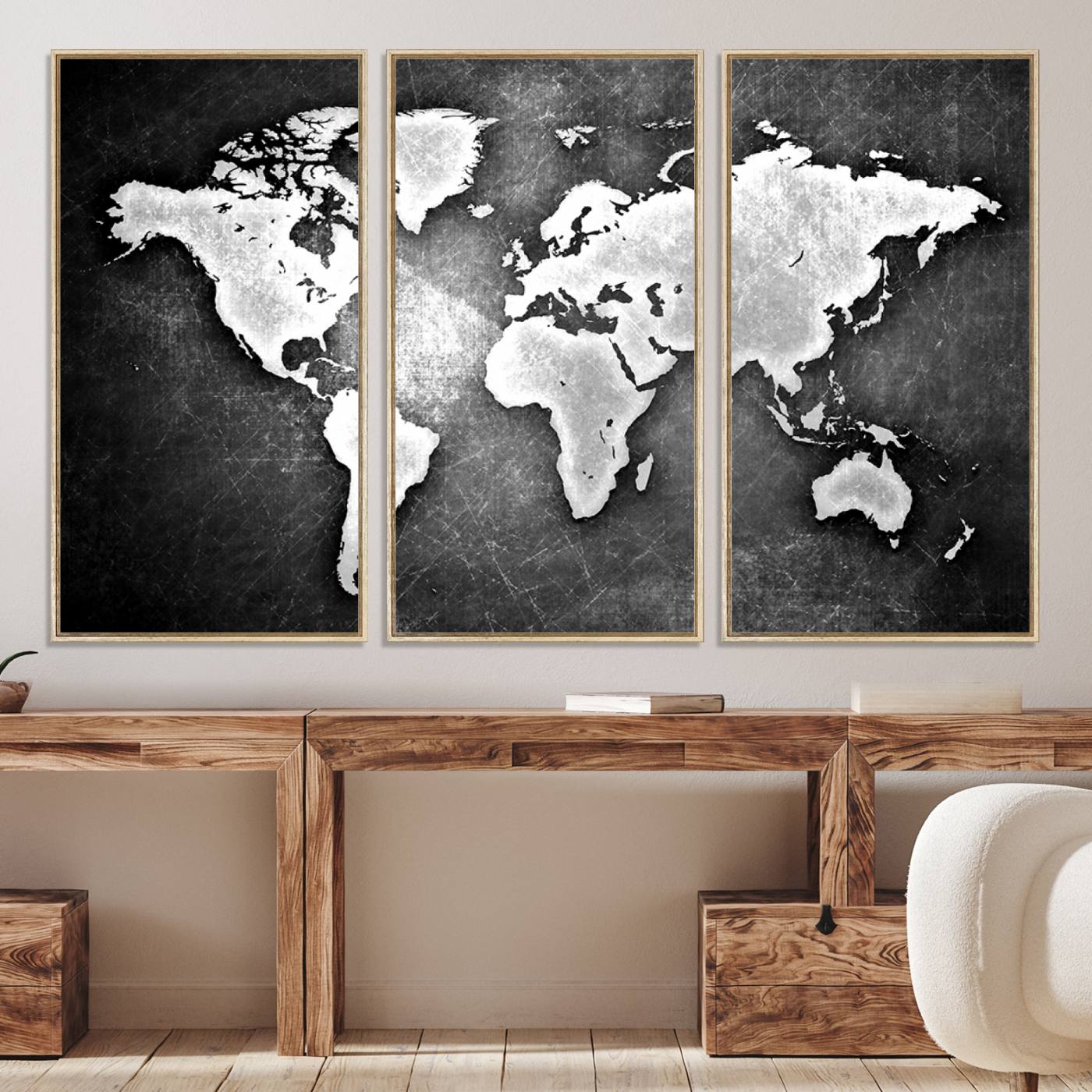 34390-MGV-CV-36X24-World Map Wall Art Canvas Print – Framed Wall Art for Anniversary Gift or Home Adventure Decor