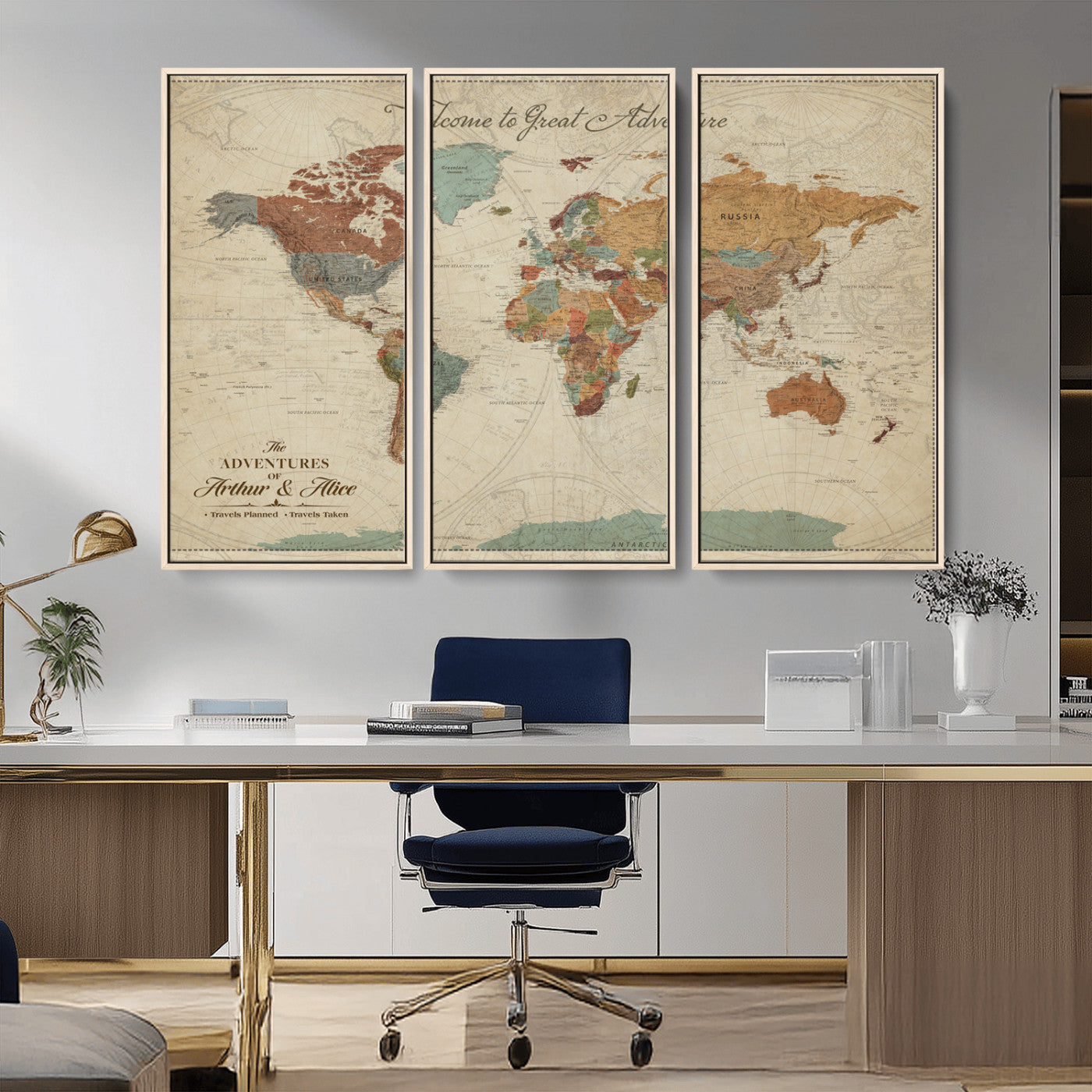 17587858-MGV-CV-36X24-Custom Push Pin World Map Wall Canvas Print – Personalized Travel Tracker with Pins – Framed Custom Quotie Canvas for Home Office Decor