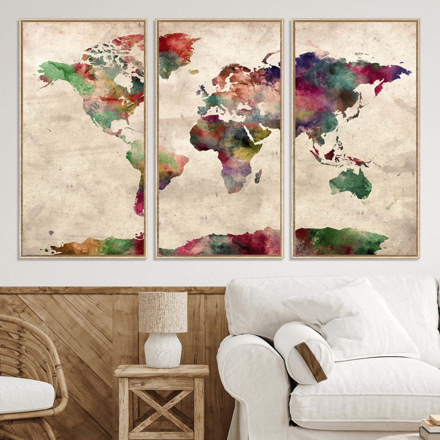 Push Pin World Map Canvas Print – Framed Wall Art for Couples to Track Their Travels – Anniversary Gift or Home Adventure Decor