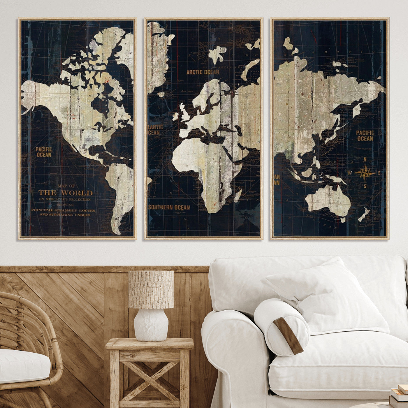 Push Pin World Map Canvas Print – Framed Wall Art for Couples to Track Their Travels – Anniversary Gift or Home Adventure Decor