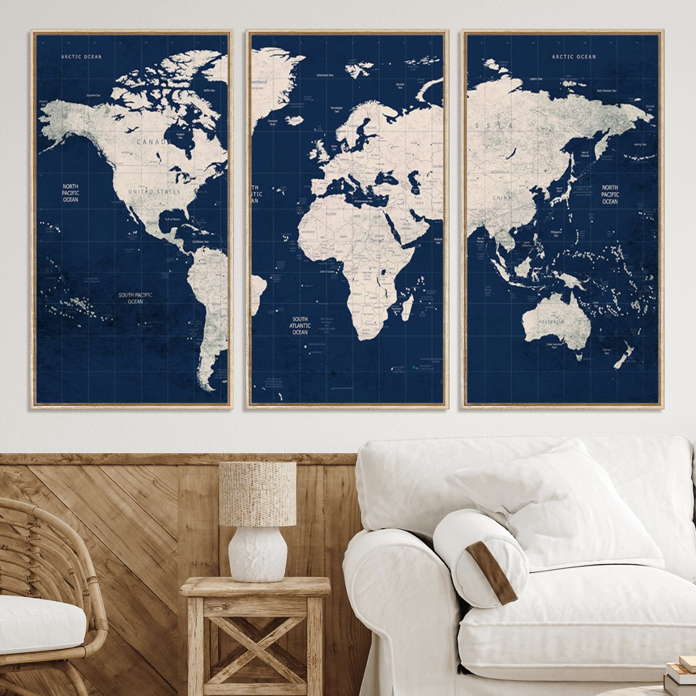 Push Pin World Map Canvas Print – Framed Wall Art for Couples to Track Their Travels – Anniversary Gift or Home Adventure Decor