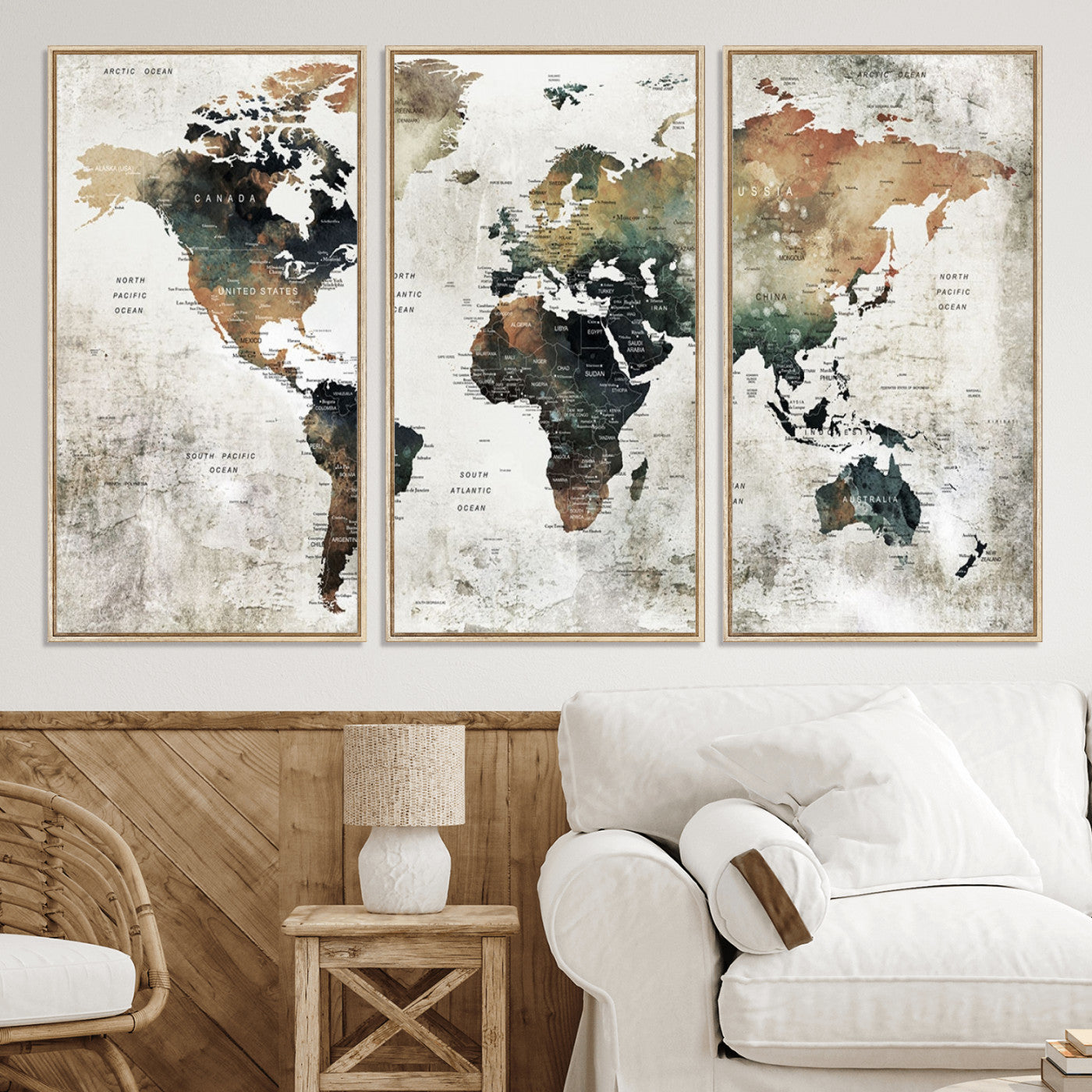 Push Pin World Map Canvas Print – Framed Wall Art for Couples to Track Their Travels – Anniversary Gift or Home Adventure Decor