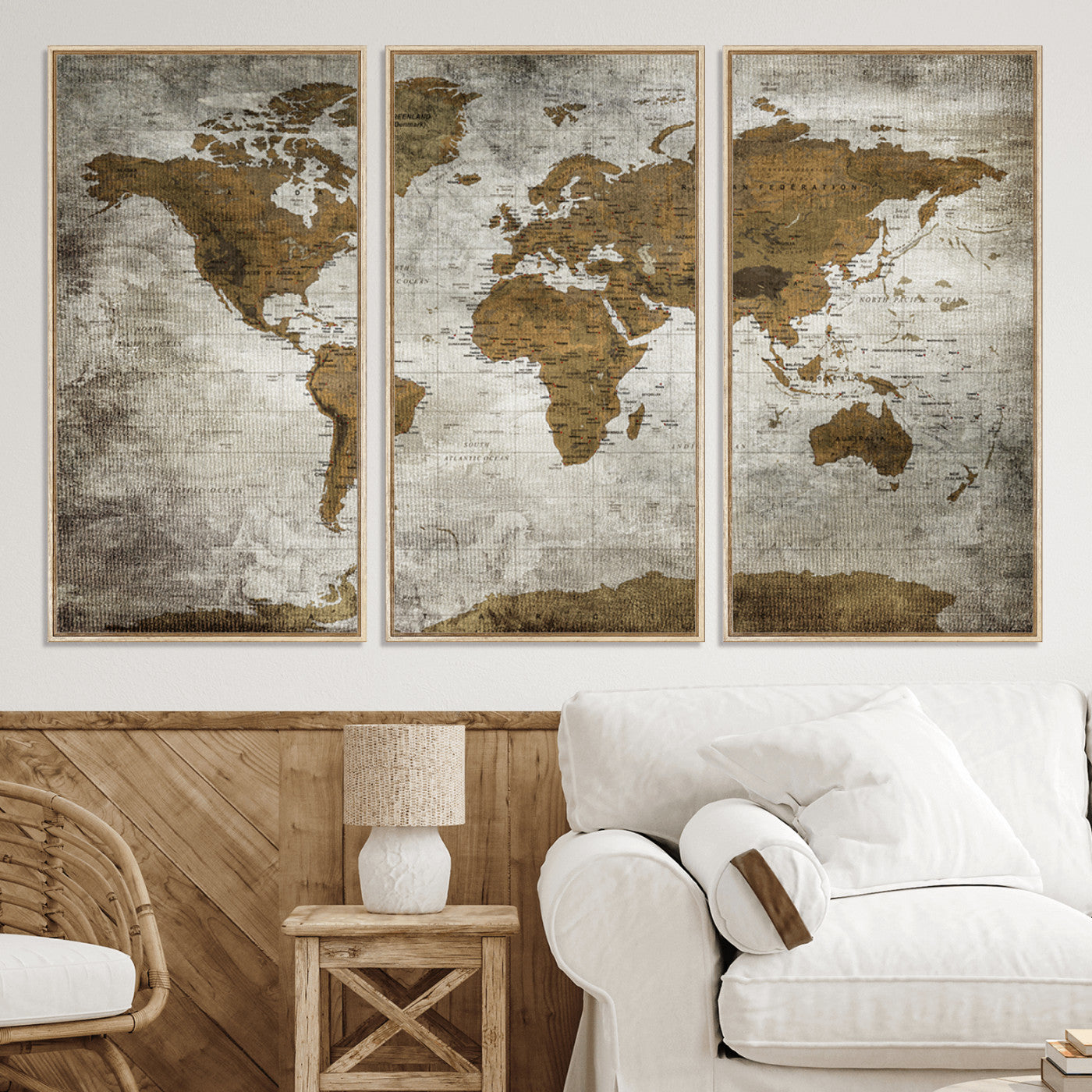 Push Pin World Map Canvas Print – Framed Wall Art for Couples to Track Their Travels – Anniversary Gift or Home Adventure Decor