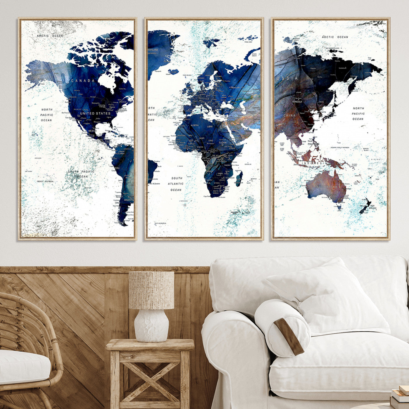 Push Pin World Map Canvas Print – Framed Wall Art for Couples to Track Their Travels – Anniversary Gift or Home Adventure Decor