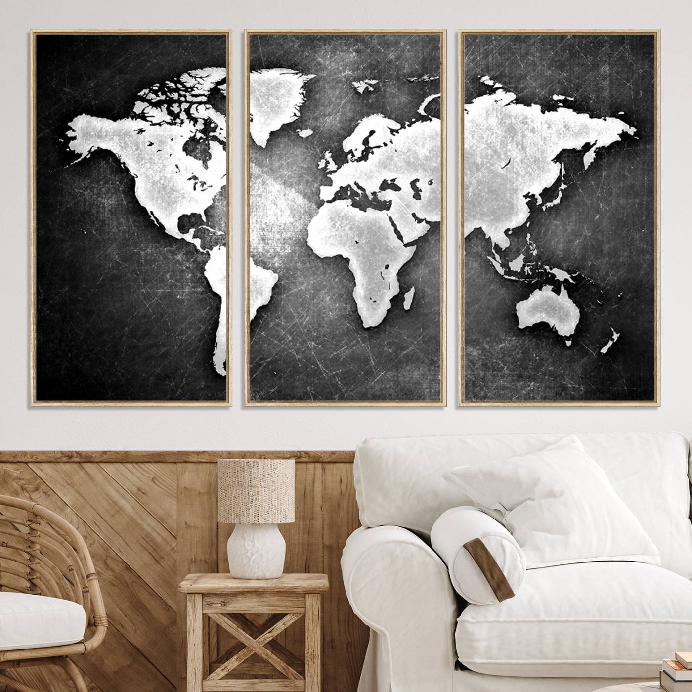 34390-MGV-CV-36X24-World Map Wall Art Canvas Print – Framed Wall Art for Anniversary Gift or Home Adventure Decor