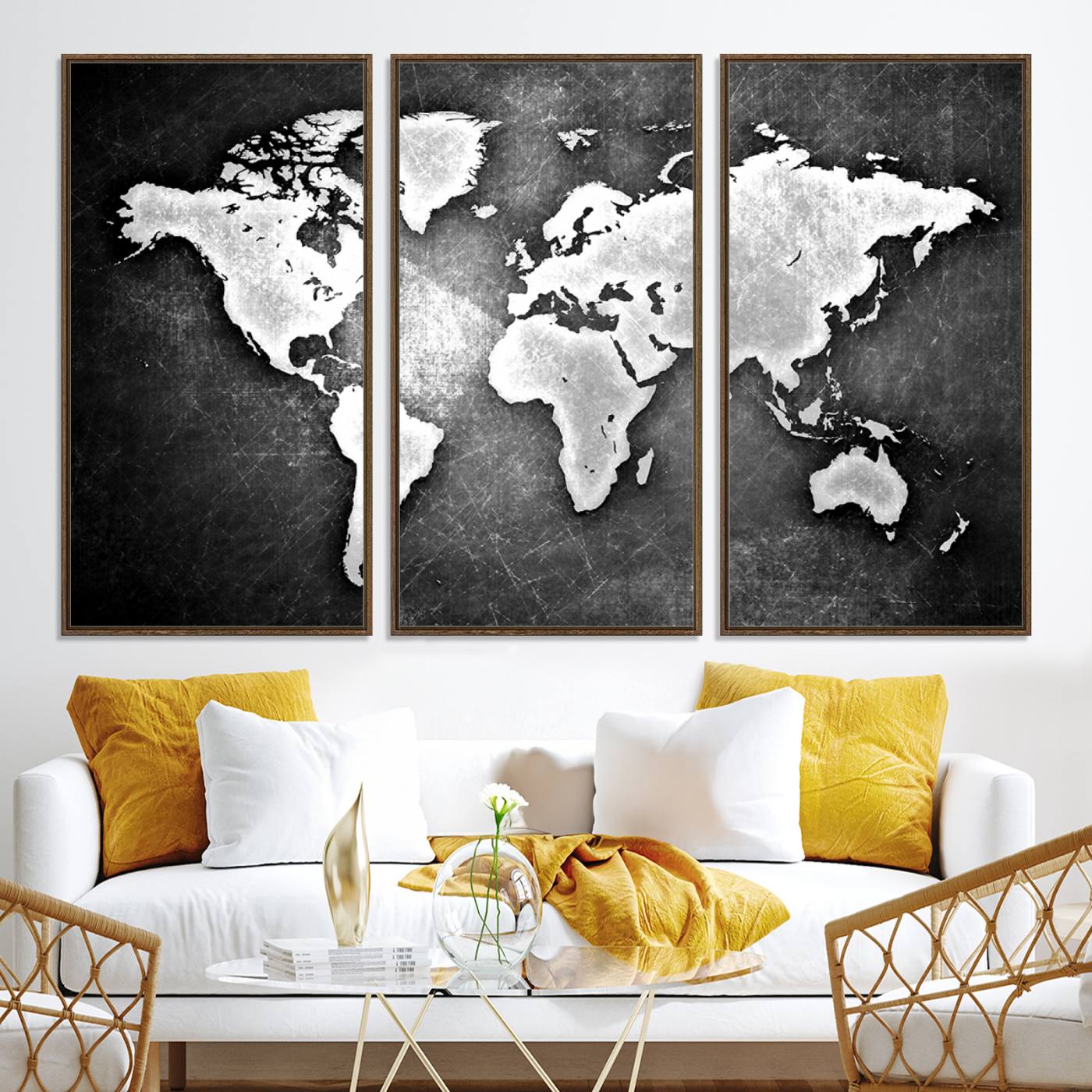34390-MGV-CV-36X24-World Map Wall Art Canvas Print – Framed Wall Art for Anniversary Gift or Home Adventure Decor