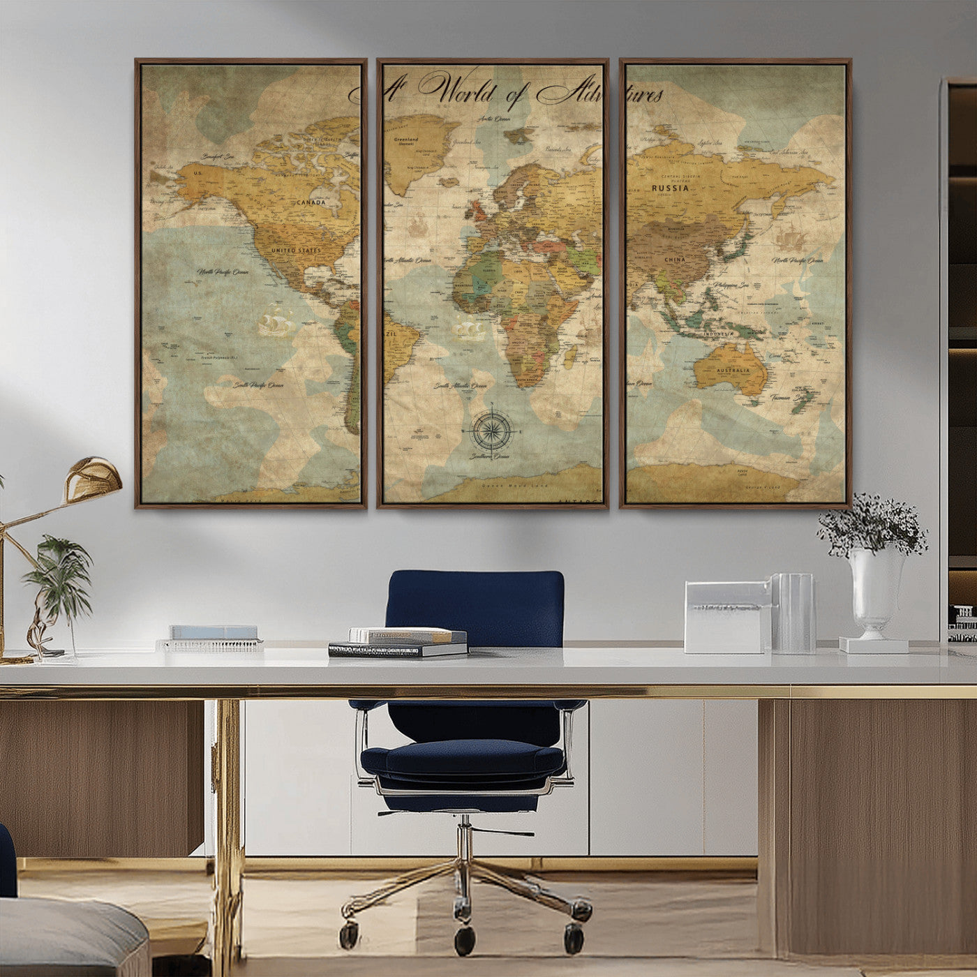 75690627-MGV-CV-36X24-Personalized World Map Print, Customizable Push Pin Framed World Map Print on Canvas - Custom Quote on Map Print,