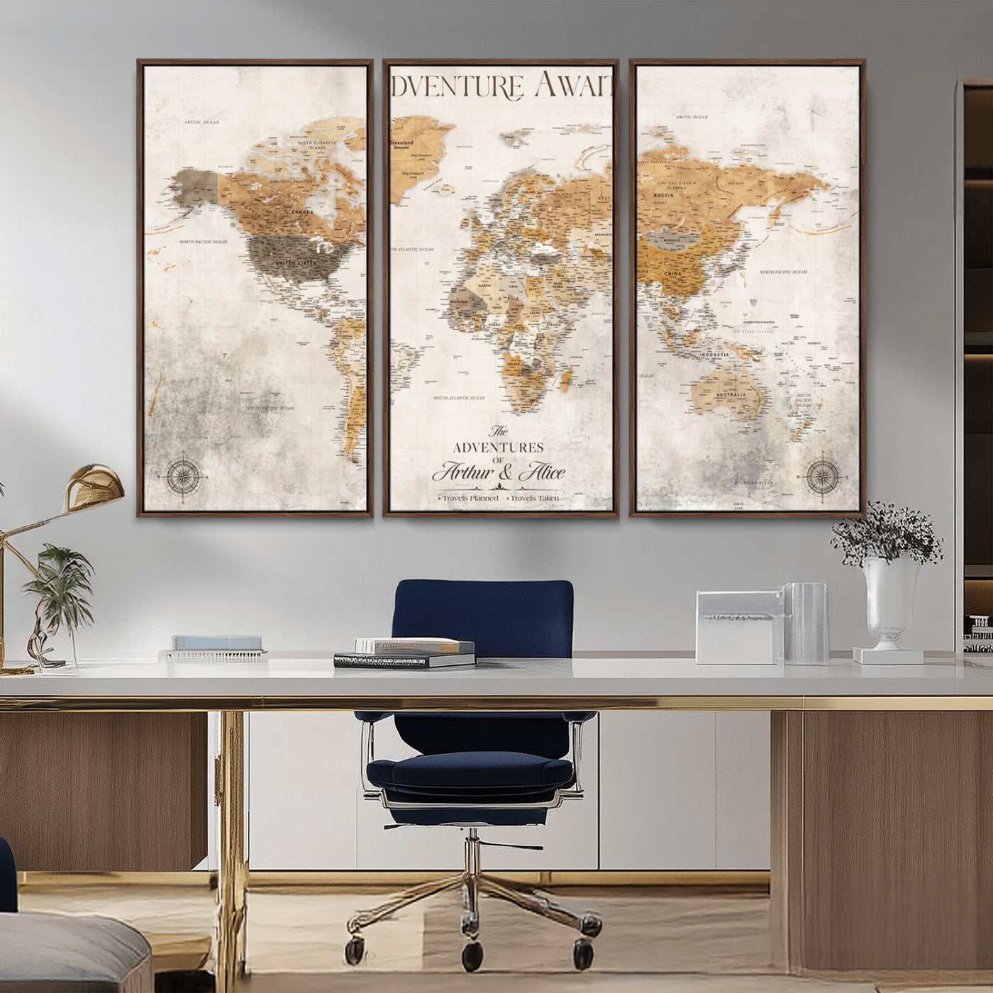 99422096-MGV-CV-30X20-Custom Push Pin World Map Wall Canvas Print – Personalized Travel Tracker with Pins – Framed Custom Quotie Canvas for Home Office Decor