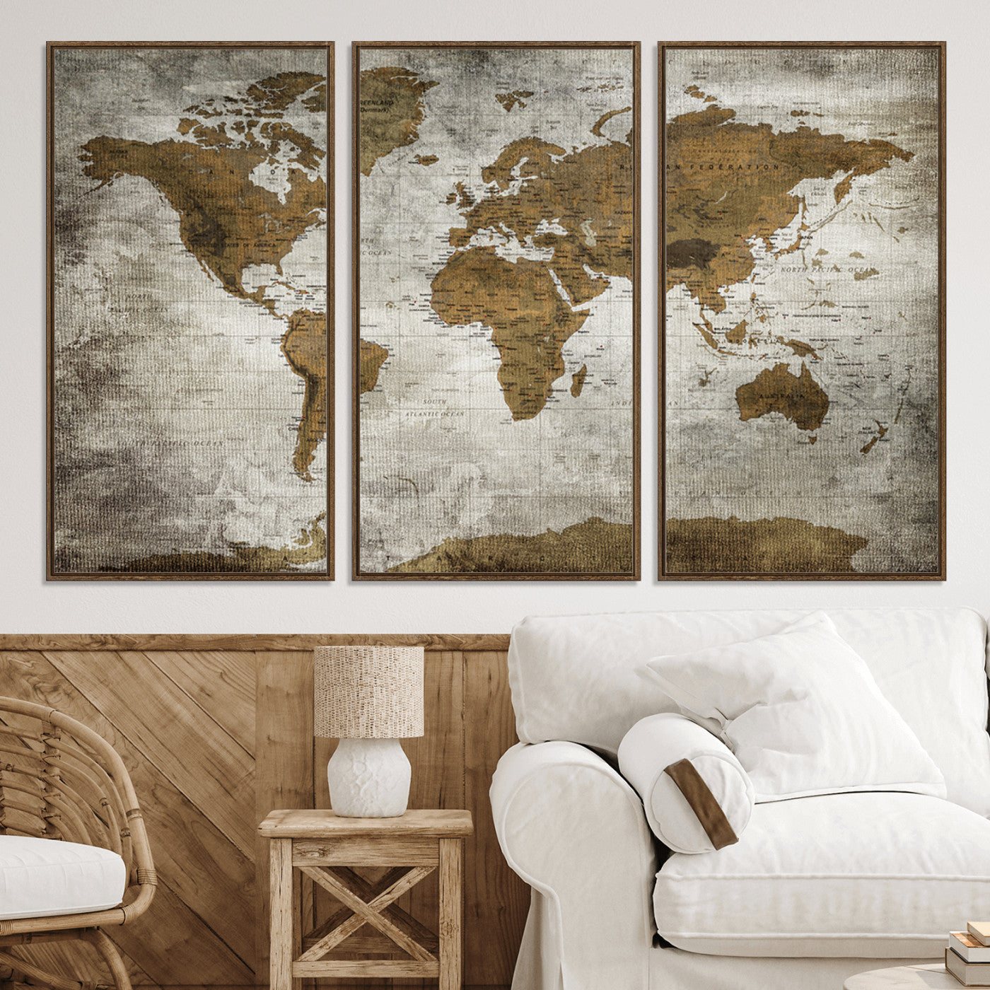 Push Pin World Map Canvas Print – Framed Wall Art for Couples to Track Their Travels – Anniversary Gift or Home Adventure Decor
