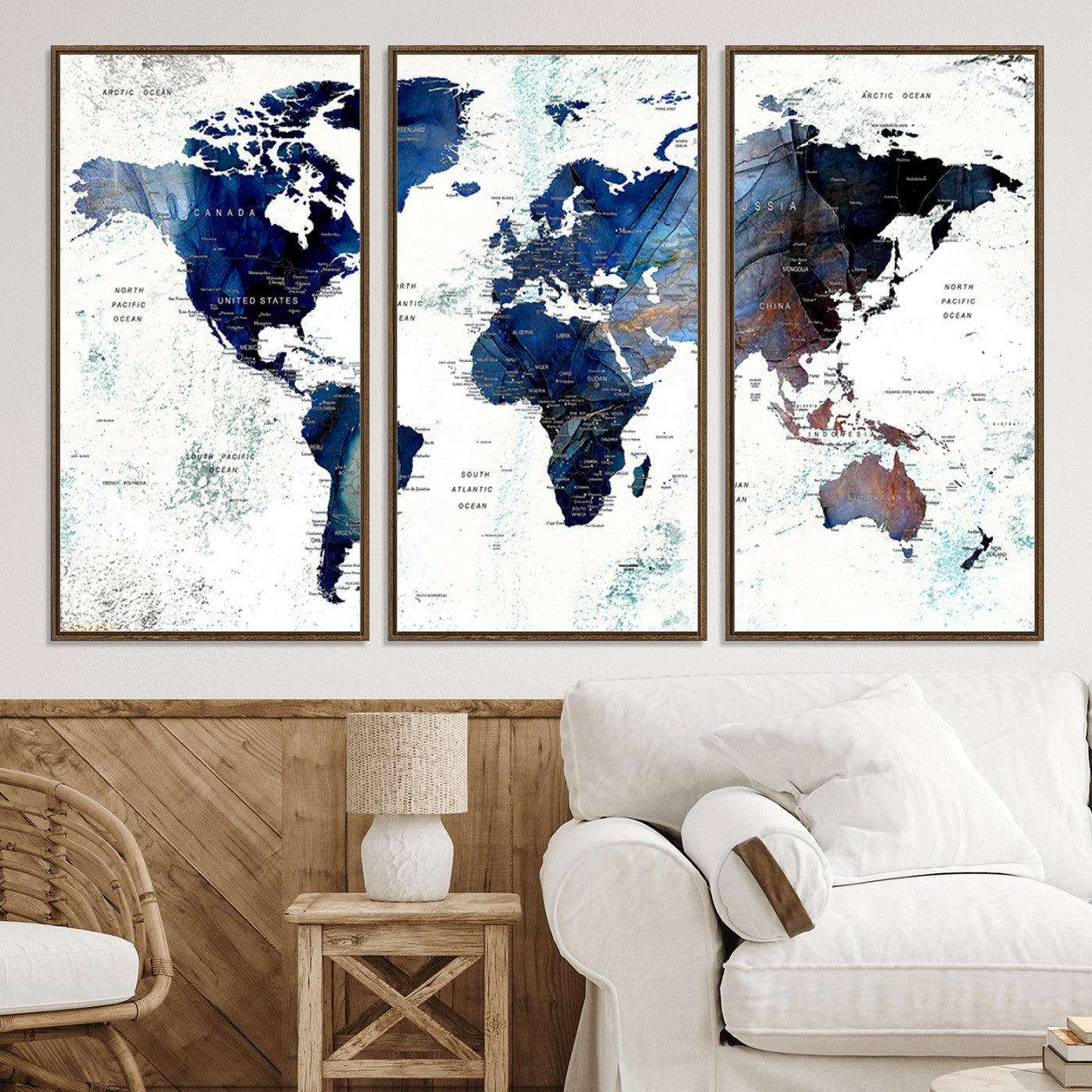Push Pin World Map Canvas Print – Framed Wall Art for Couples to Track Their Travels – Anniversary Gift or Home Adventure Decor