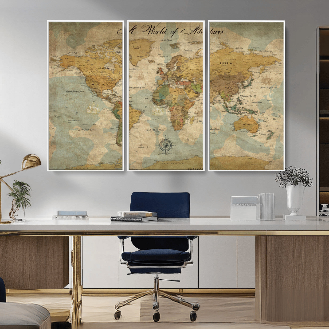 75690627-MGV-CV-36X24-Personalized World Map Print, Customizable Push Pin Framed World Map Print on Canvas - Custom Quote on Map Print,