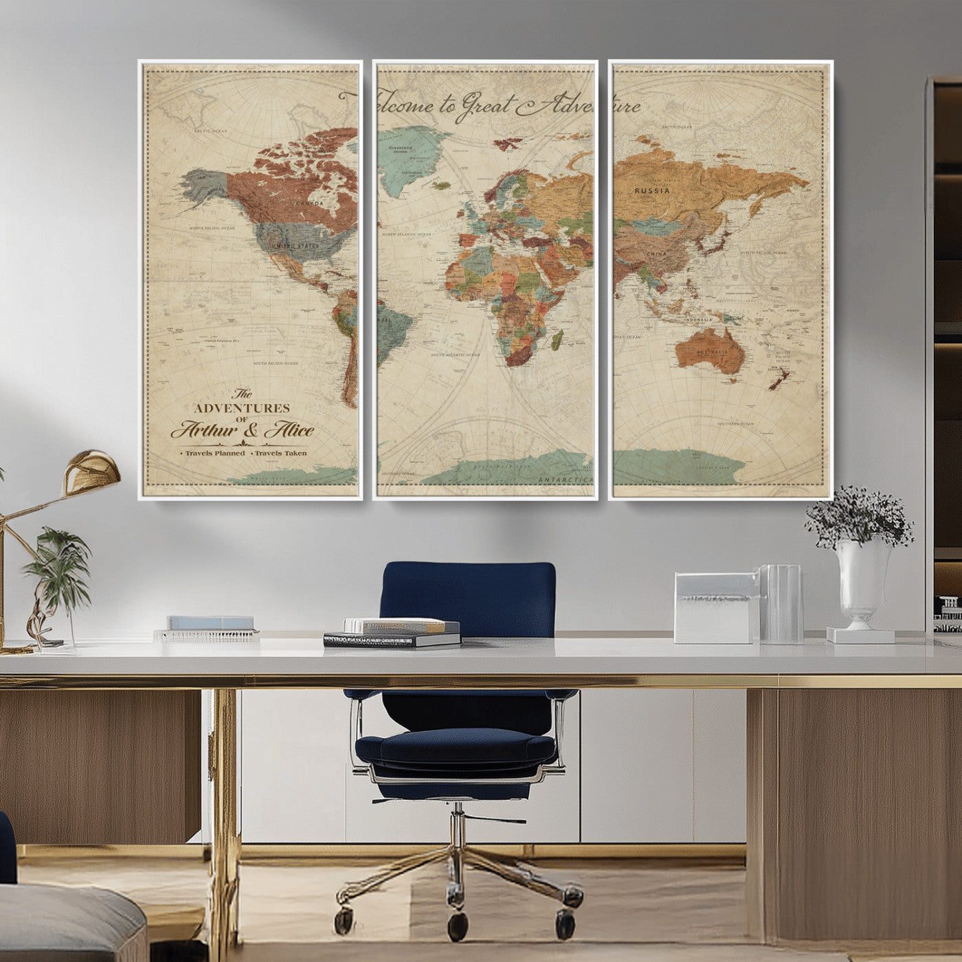 17587858-MGV-CV-36X24-Custom Push Pin World Map Wall Canvas Print – Personalized Travel Tracker with Pins – Framed Custom Quotie Canvas for Home Office Decor
