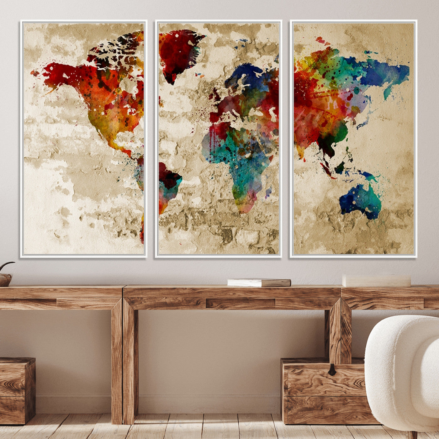 Push Pin World Map Canvas Print – Framed Wall Art for Couples to Track Their Travels – Anniversary Gift or Home Adventure Decor