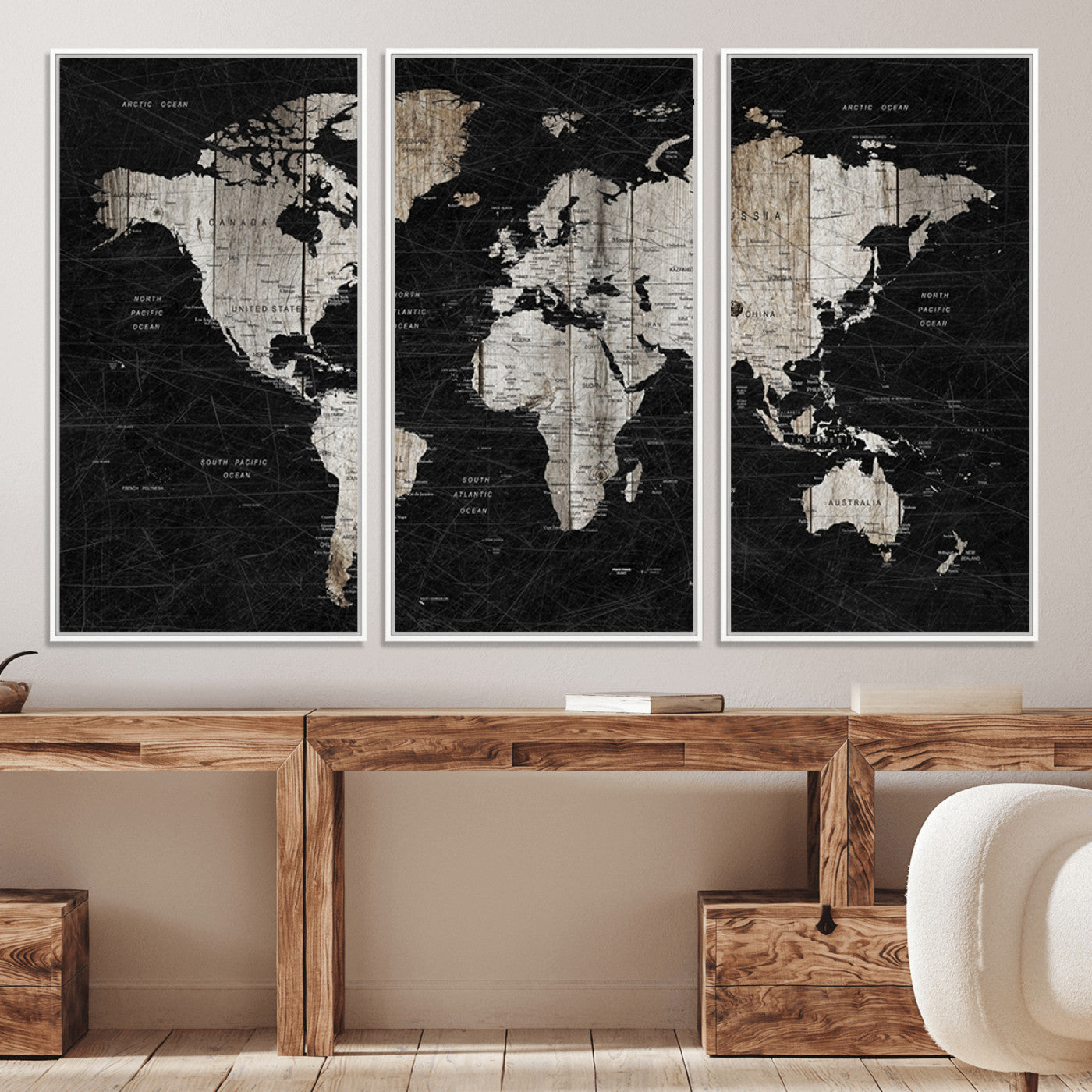 89998-MGV-CV-36X24-Push Pin World Map Canvas Print – Framed Wall Art for Couples to Track Their Travels – Anniversary Gift or Home Adventure Decor