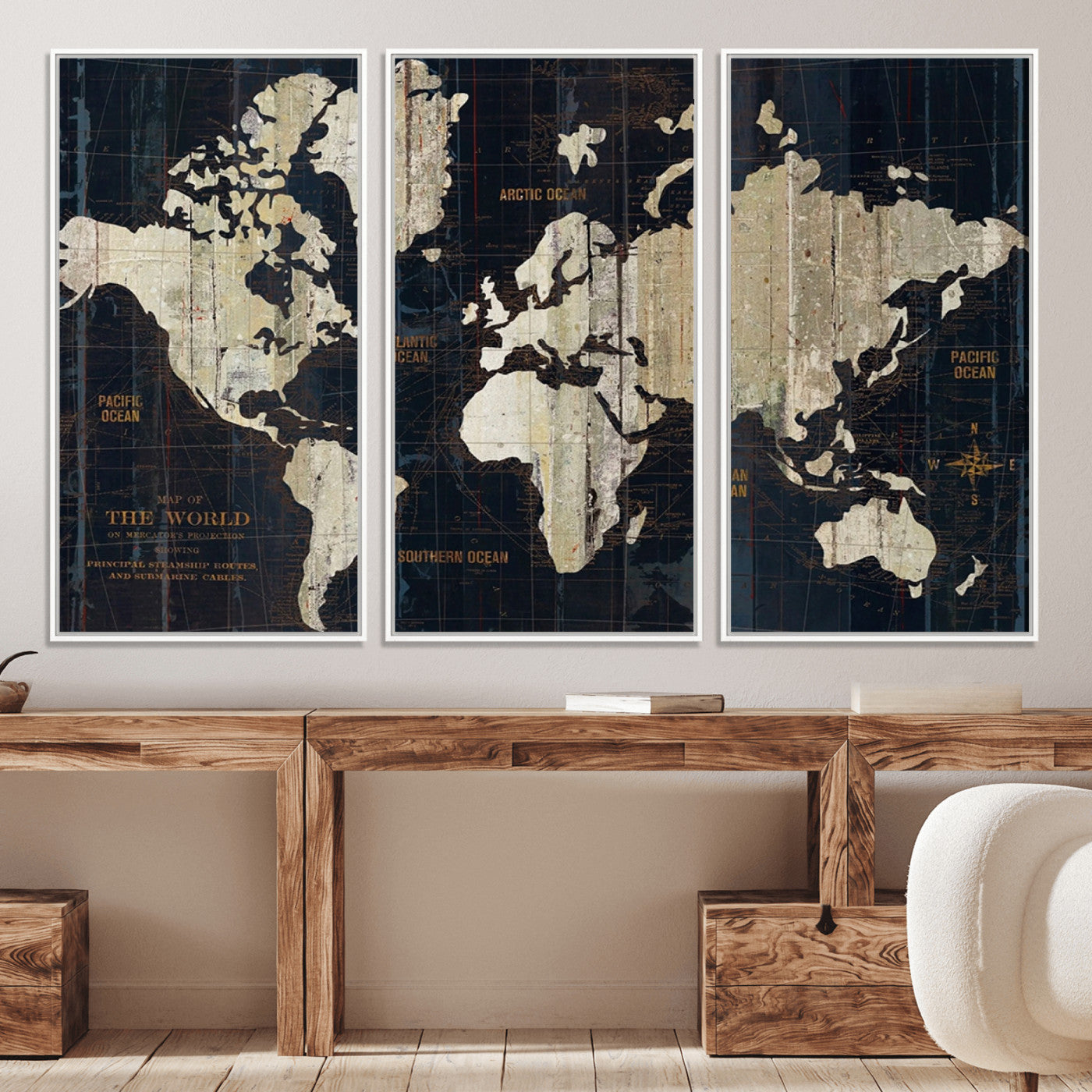Push Pin World Map Canvas Print – Framed Wall Art for Couples to Track Their Travels – Anniversary Gift or Home Adventure Decor