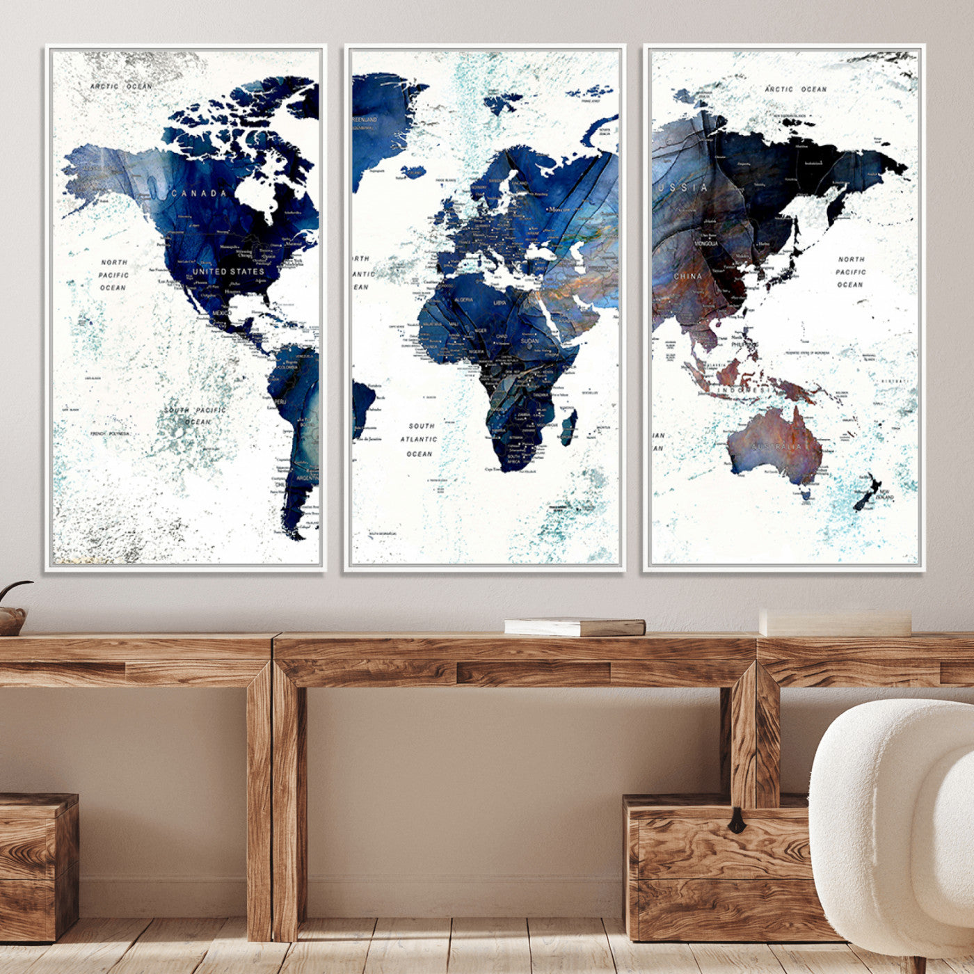 Push Pin World Map Canvas Print – Framed Wall Art for Couples to Track Their Travels – Anniversary Gift or Home Adventure Decor
