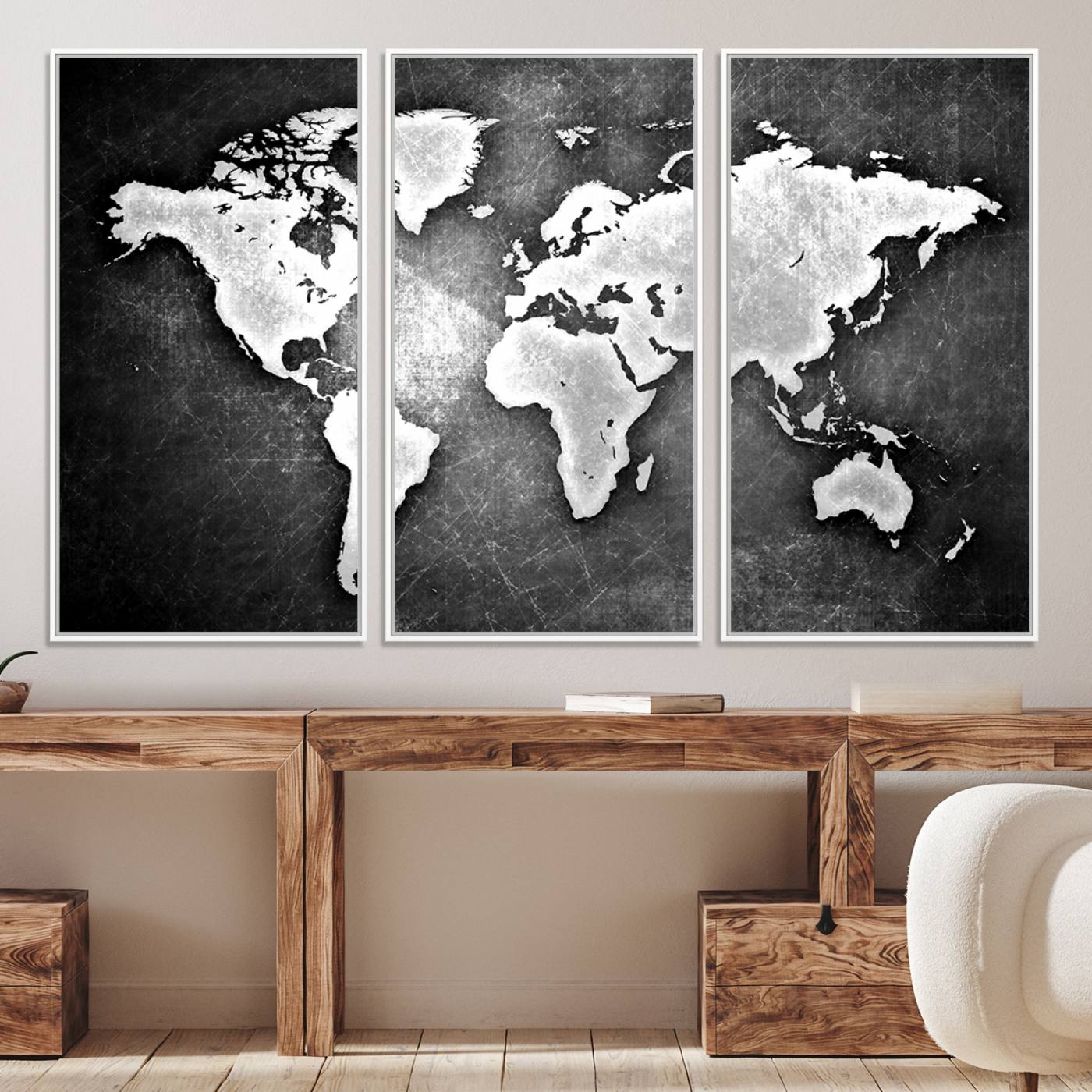 34390-MGV-CV-36X24-World Map Wall Art Canvas Print – Framed Wall Art for Anniversary Gift or Home Adventure Decor