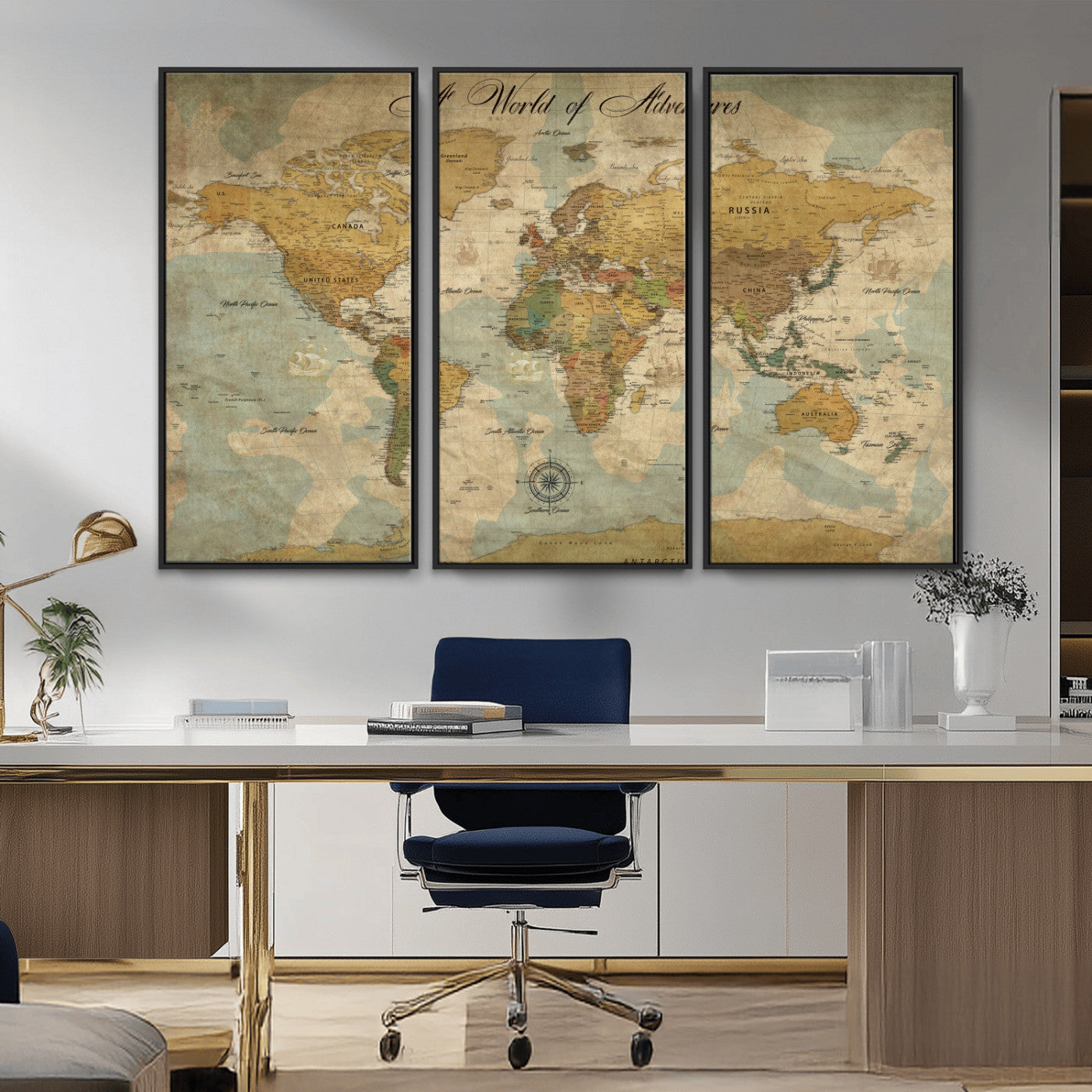 75690627-MGV-CV-36X24-Personalized World Map Print, Customizable Push Pin Framed World Map Print on Canvas - Custom Quote on Map Print,