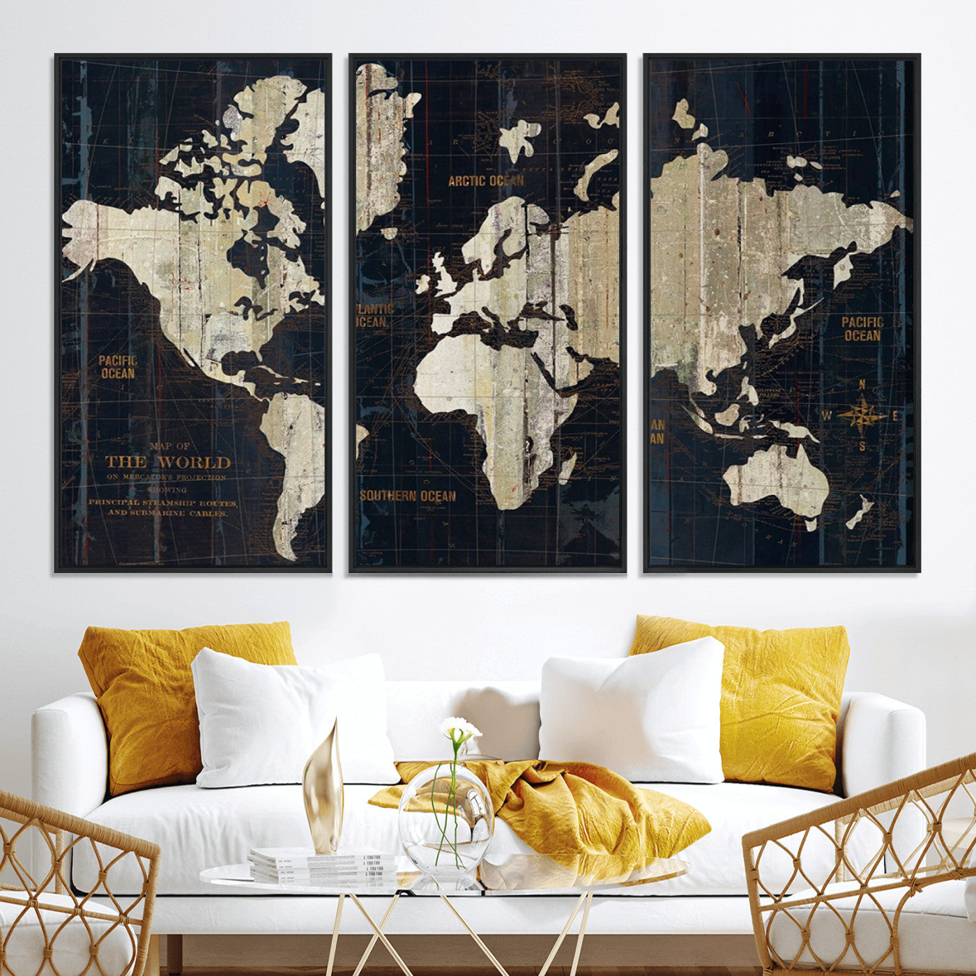 Push Pin World Map Canvas Print – Framed Wall Art for Couples to Track Their Travels – Anniversary Gift or Home Adventure Decor