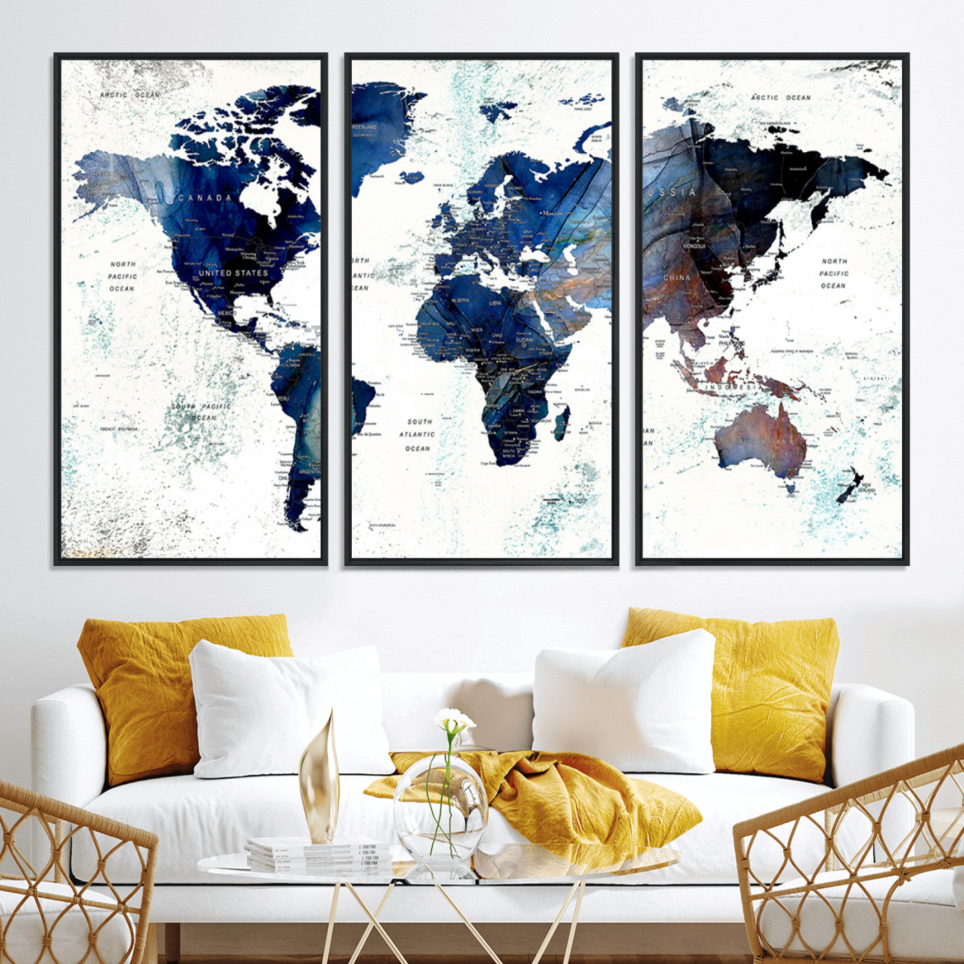 Push Pin World Map Canvas Print – Framed Wall Art for Couples to Track Their Travels – Anniversary Gift or Home Adventure Decor