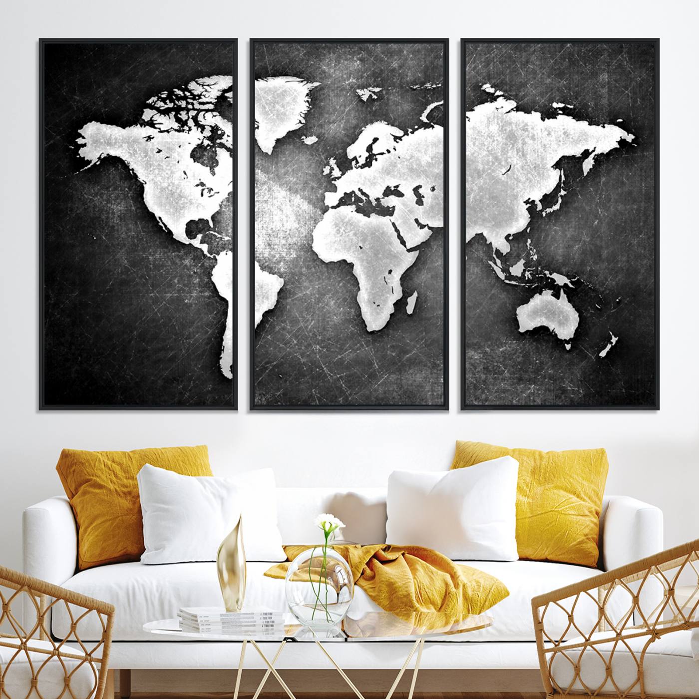 34390-MGV-CV-36X24-World Map Wall Art Canvas Print – Framed Wall Art for Anniversary Gift or Home Adventure Decor