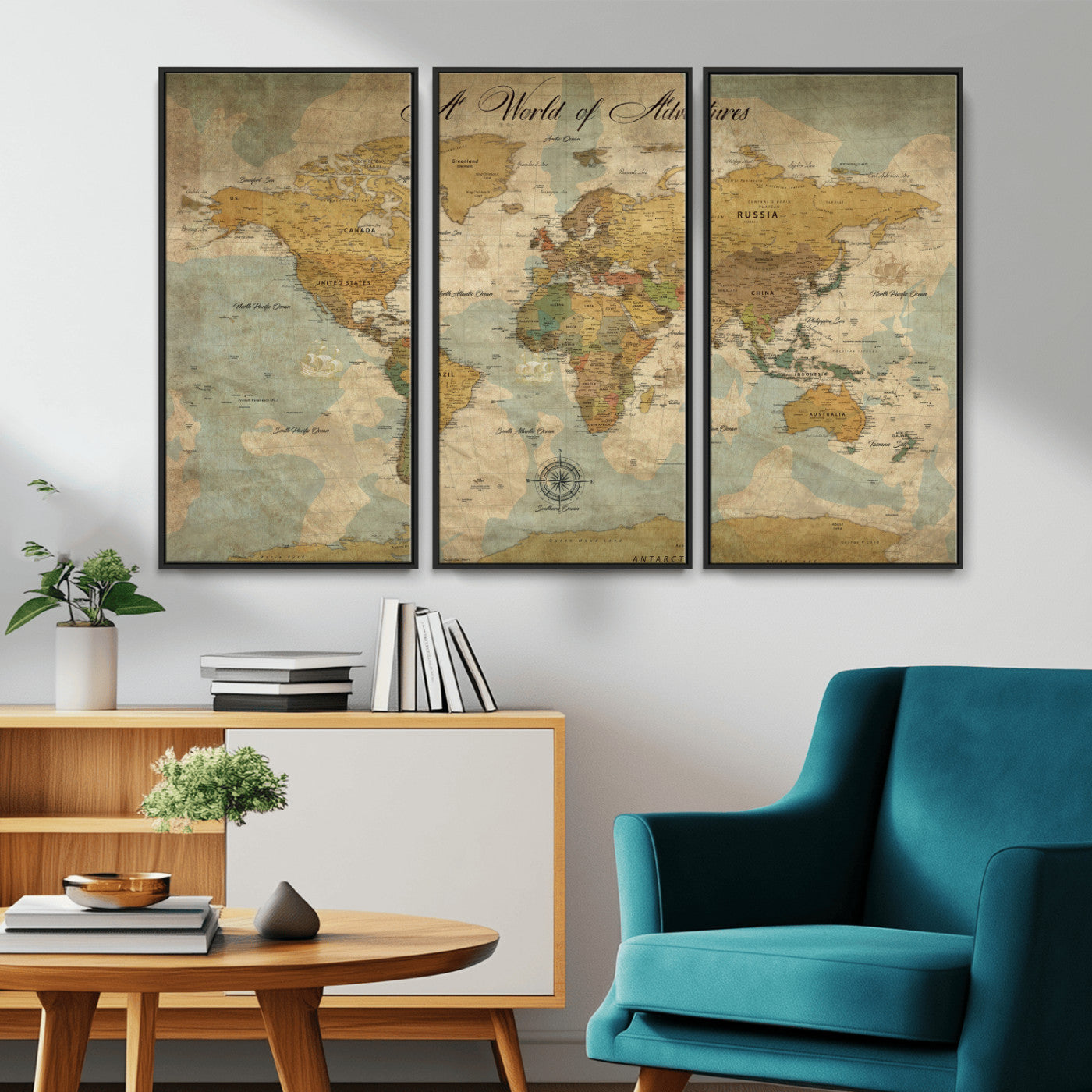 75690627-MGV-CV-36X24-Personalized World Map Print, Customizable Push Pin Framed World Map Print on Canvas - Custom Quote on Map Print,
