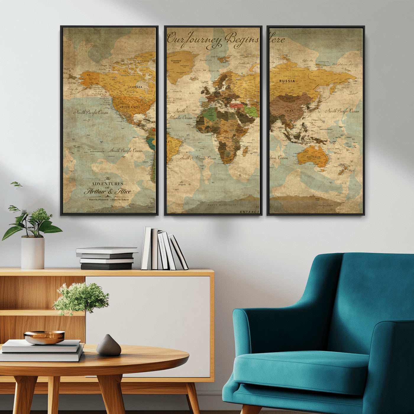 40572820-MGV-CV-36X24-Custom Push Pin World Map Wall Canvas Print – Personalized Travel Tracker with Pins – Framed Custom Quotie Canvas for Home Office Decor